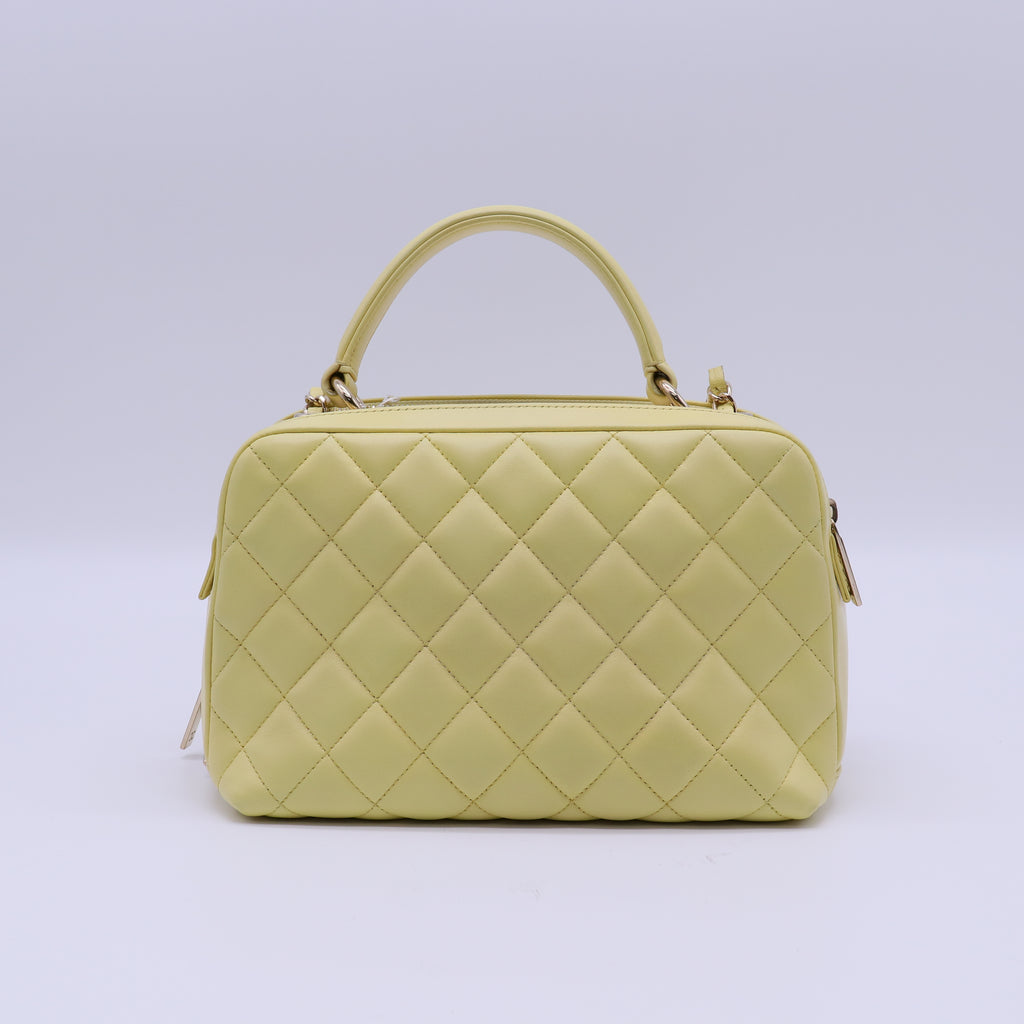 Chanel Burgundy Quilted Lambskin Leather Trendy CC Bowling Bag twins B21880