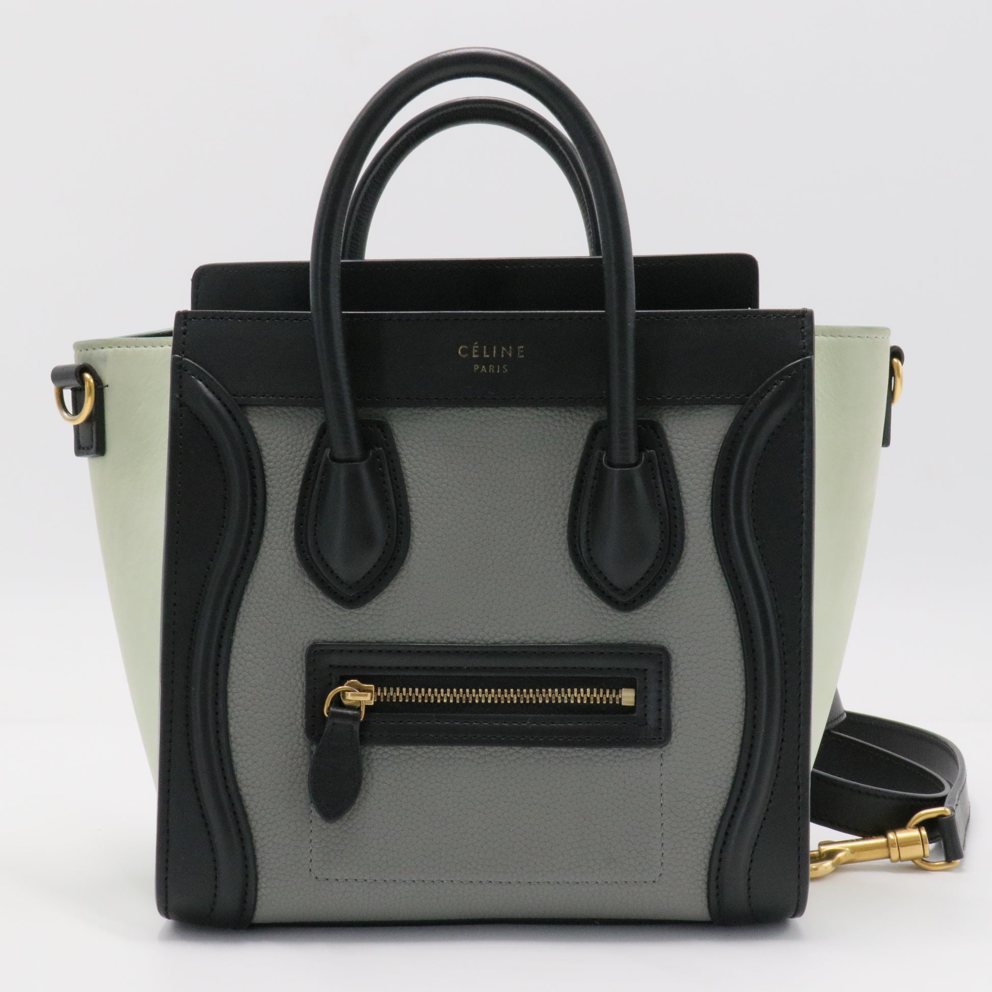 Tricolor Luggage Bag Leather Nano