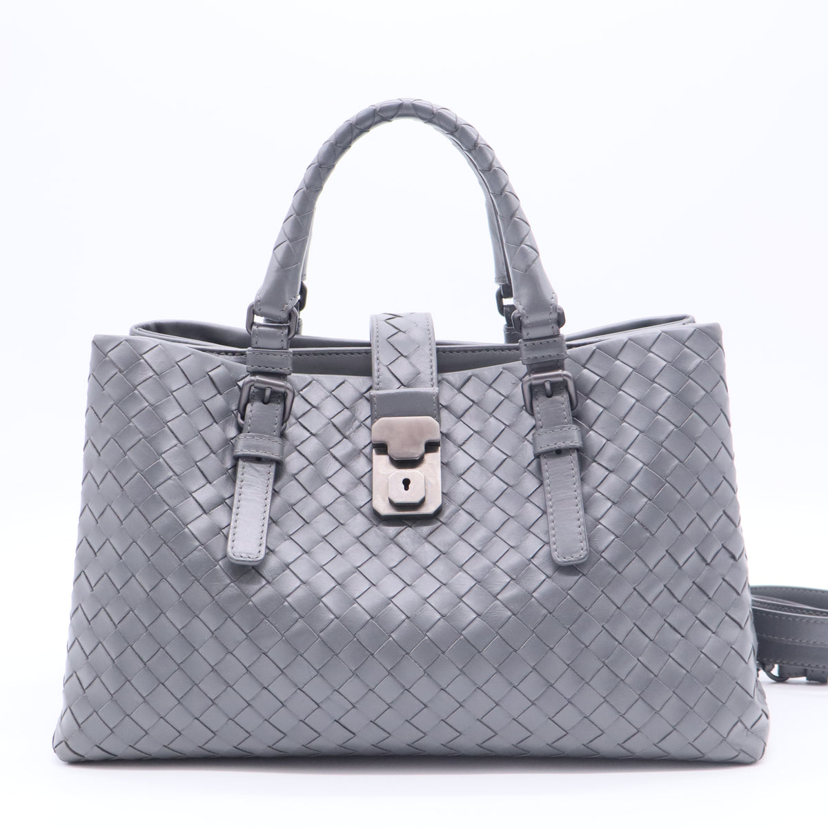 Roma Intrecciato Calfskin Bag Grey