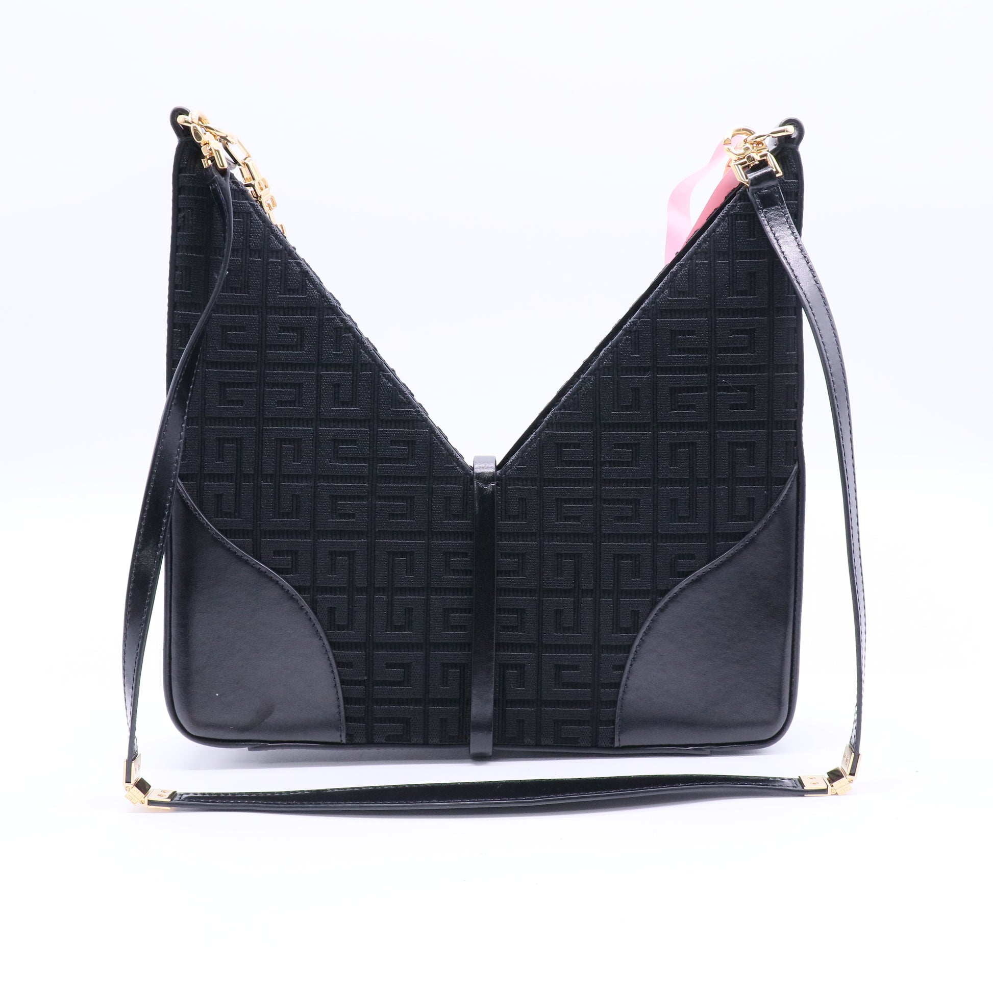 GHW Cut Out Bag Shoulder Bag Calfskin Leather/Fabric Black Twins LDJ2843