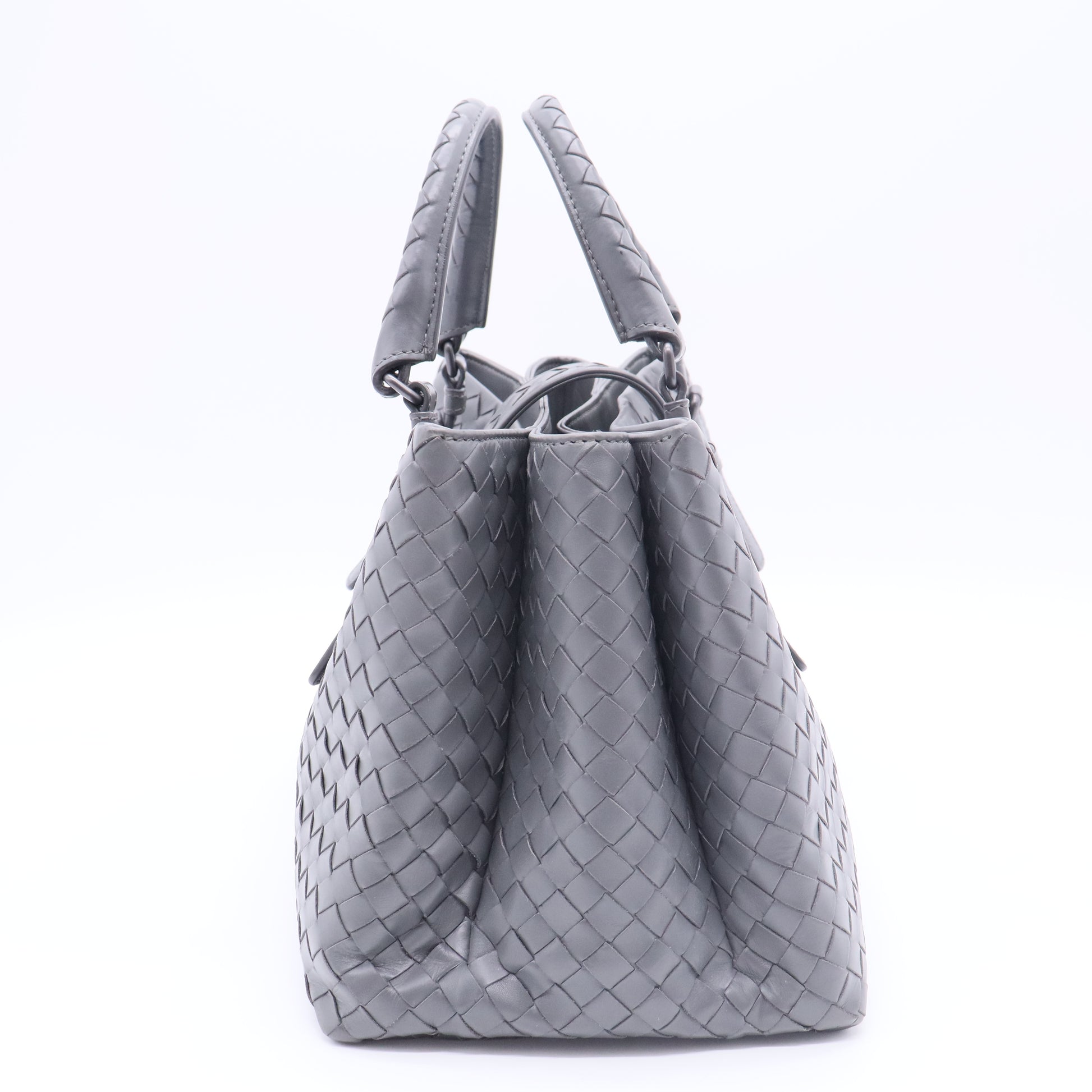 Roma Intrecciato Calfskin Bag Grey