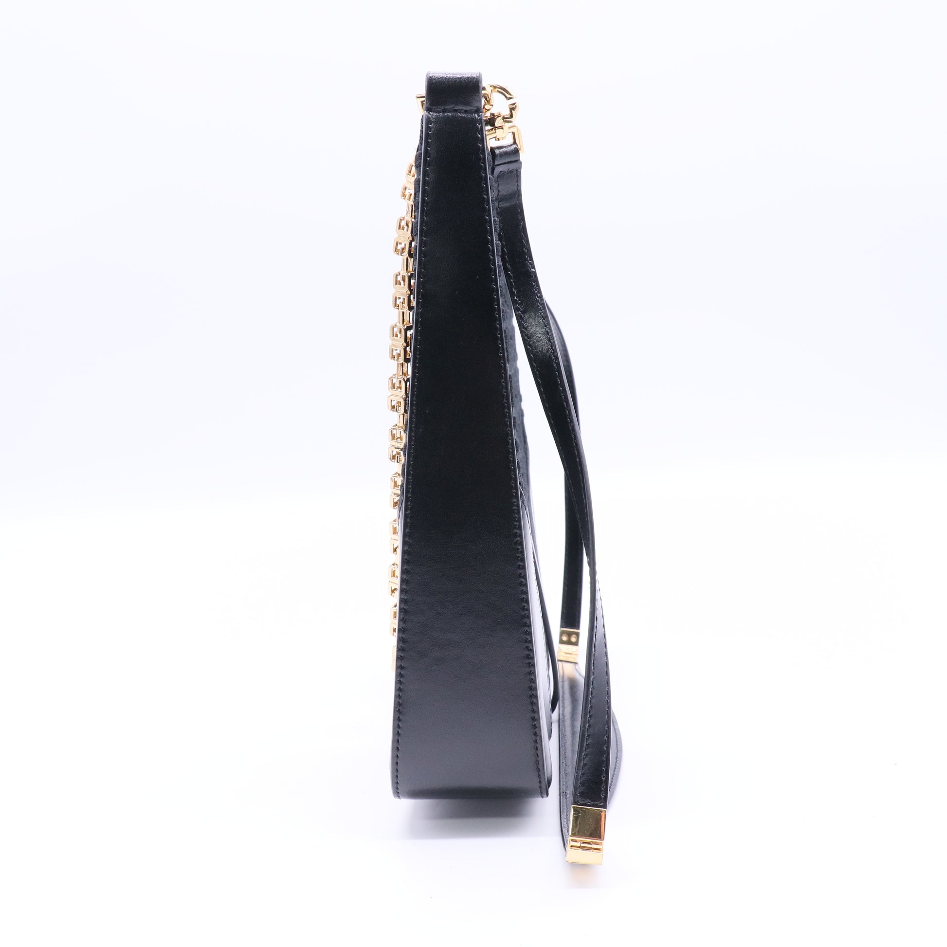 GHW Cut Out Bag Shoulder Bag Calfskin Leather/Fabric Black Twins LDJ2843