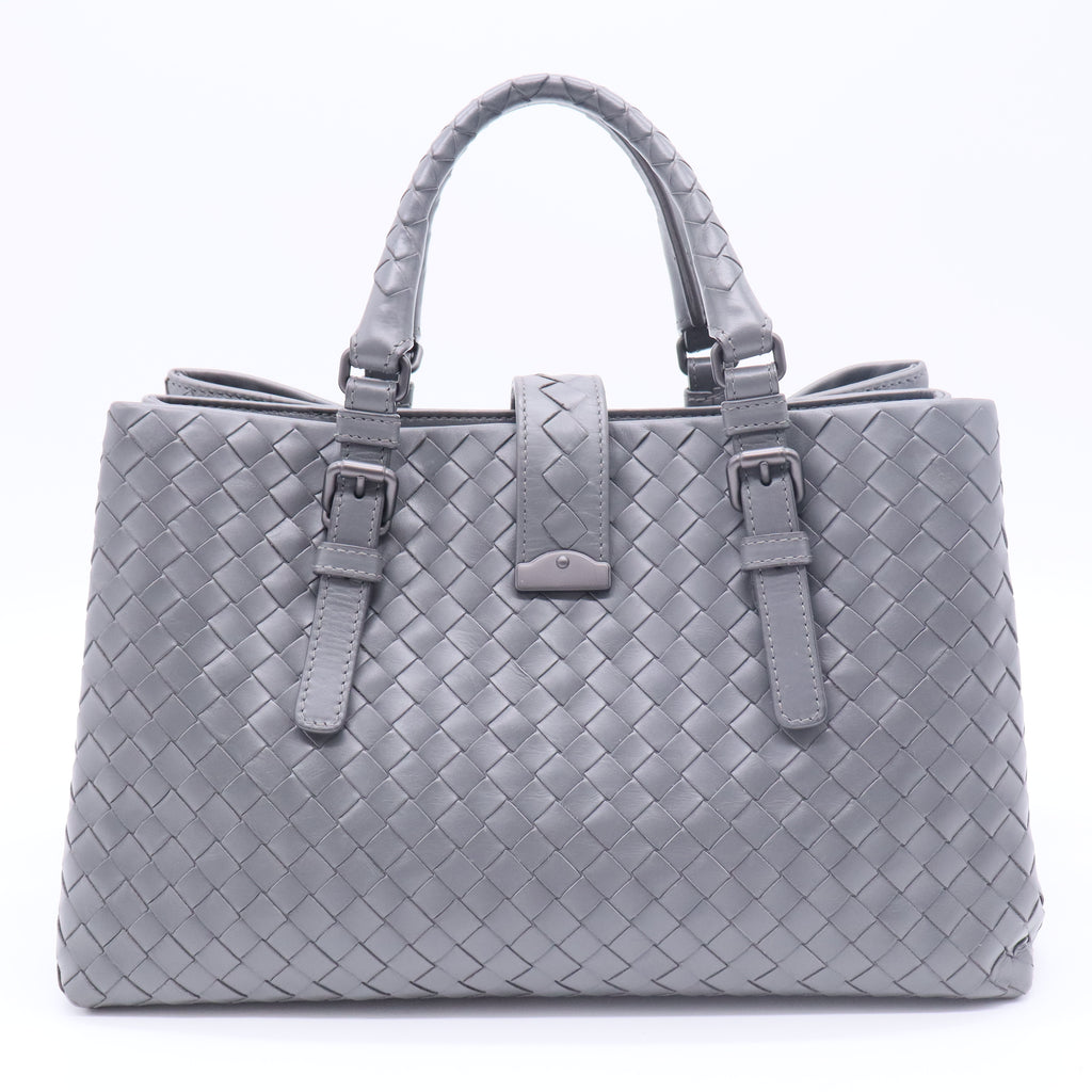 Roma Intrecciato Calfskin Bag Grey