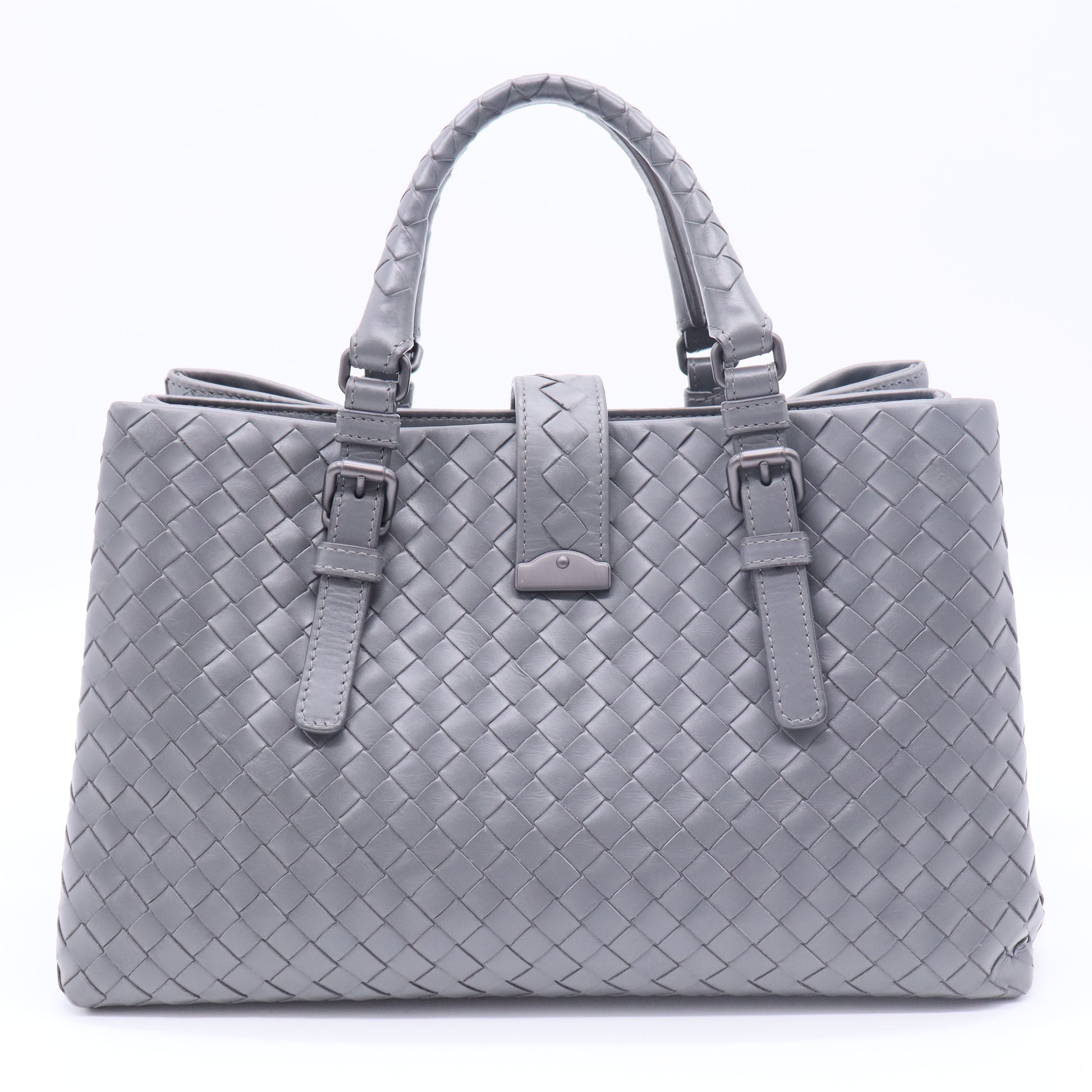 Roma Intrecciato Calfskin Bag Grey