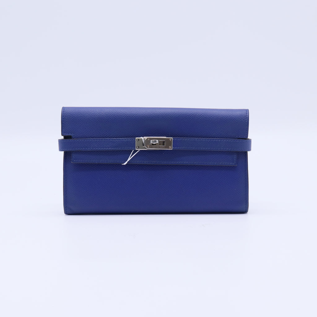 Hermes Epsom Kelly Longue Wallet Bleu Electrique Cobalt twins W20920