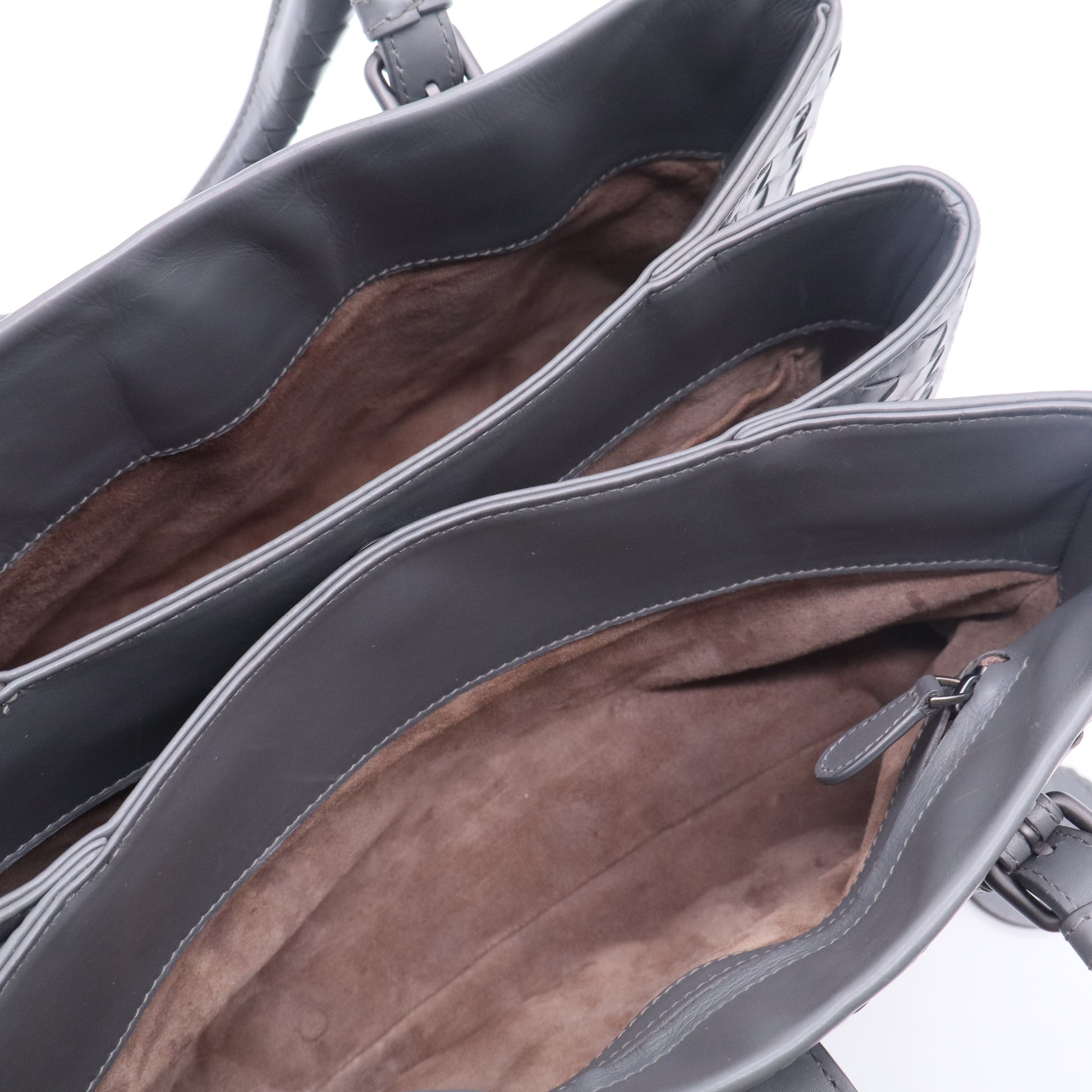 Roma Intrecciato Calfskin Bag Grey