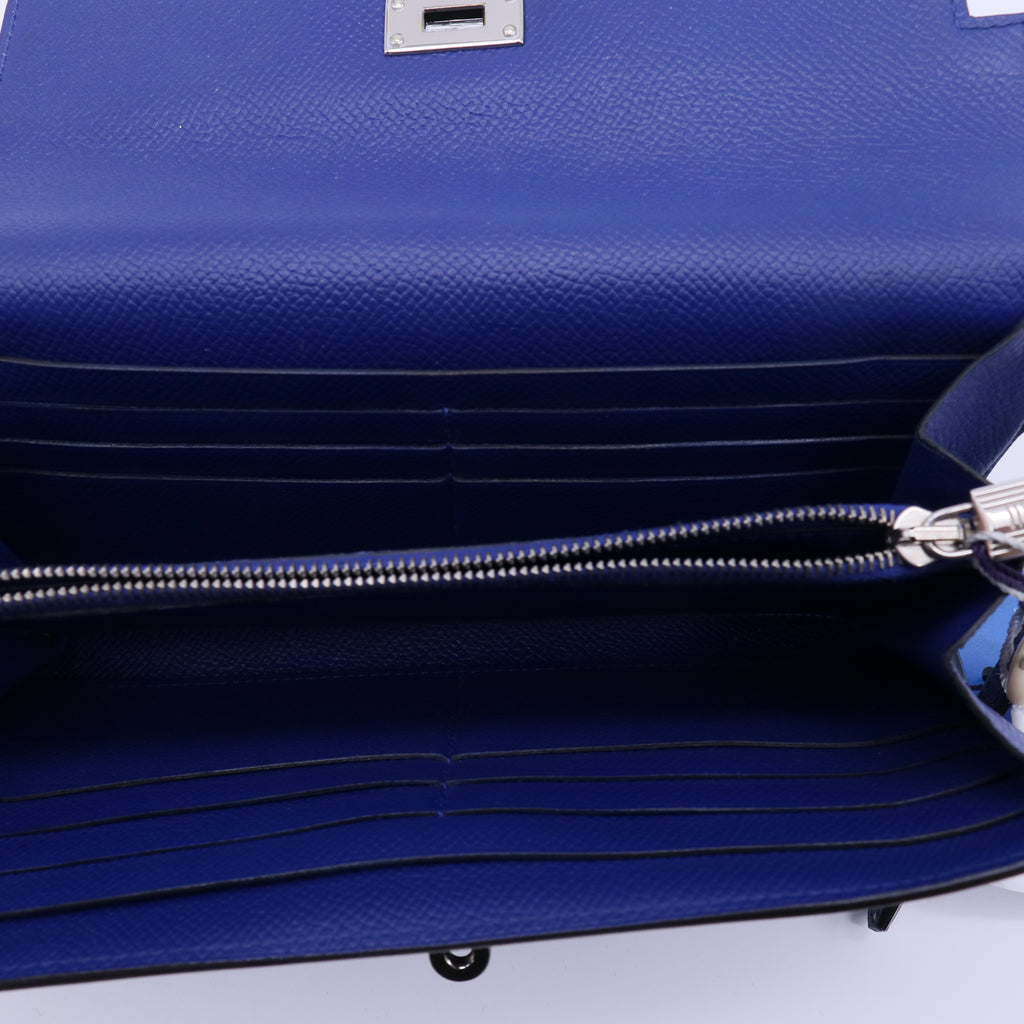 Hermes Epsom Kelly Longue Wallet Bleu Electrique Cobalt twins W20920