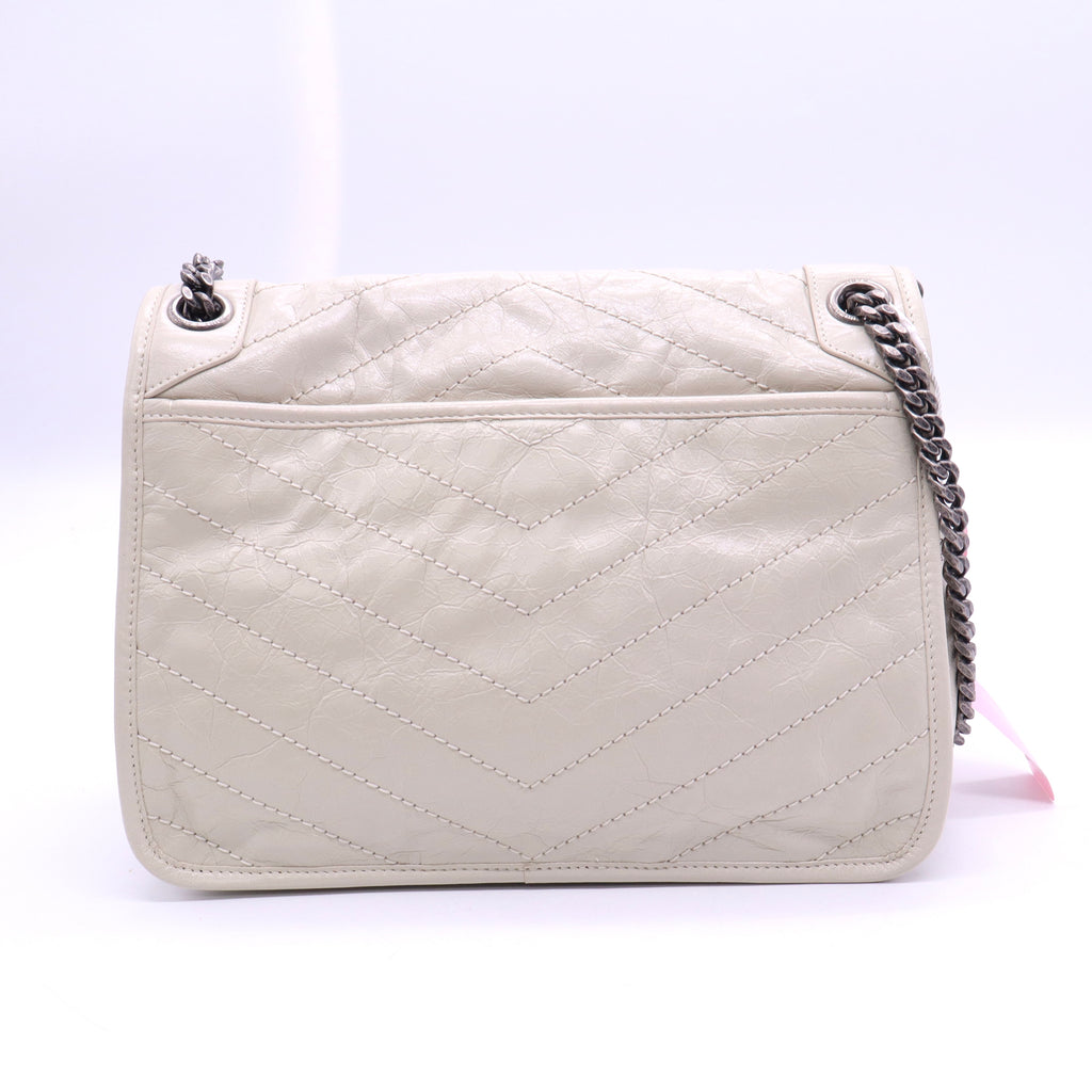 Saint Laurent Niki Medium Shoulder Bag in Blanc Vintage/Crema Soft crinkled vintage leather bag Twins LDJ3565