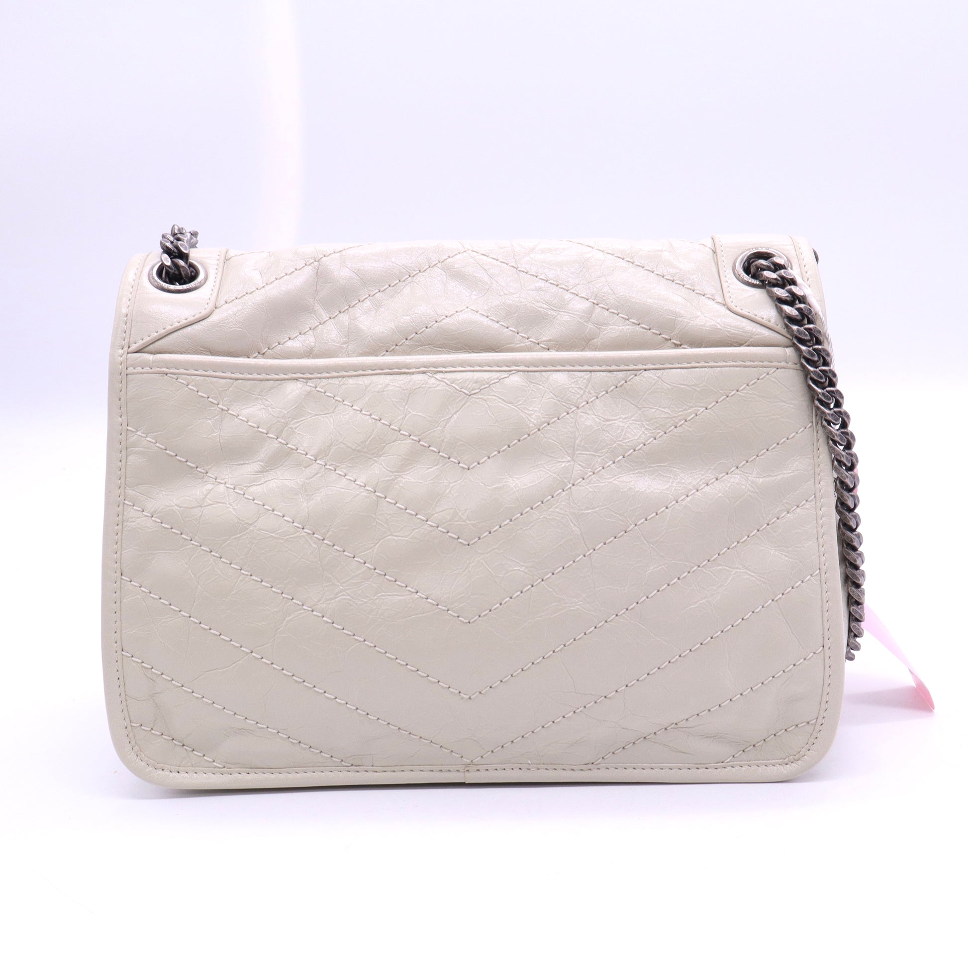 Saint Laurent Niki Medium Shoulder Bag in Blanc Vintage/Crema Soft crinkled vintage leather bag Twins LDJ3565