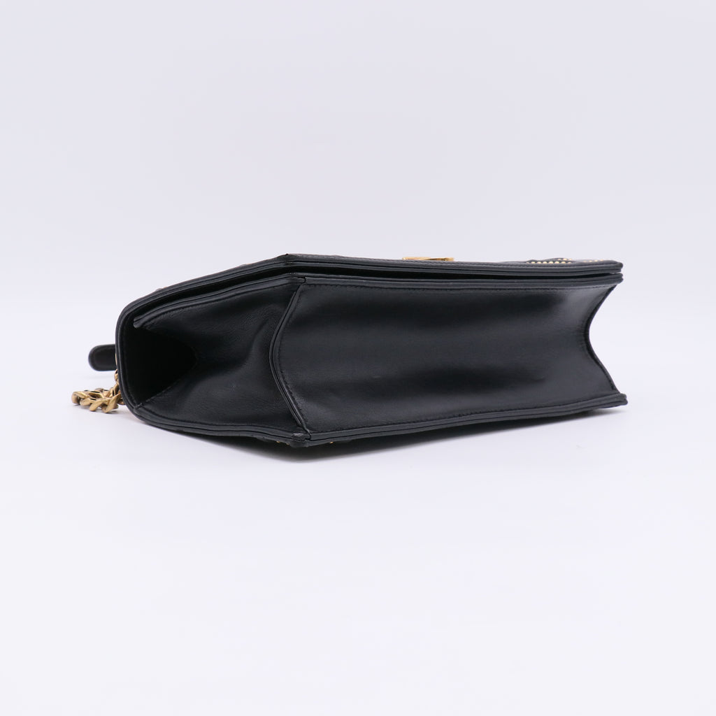 Christian Dior Lambskin Studded Medium Diorama Flap Bag Black twins LDZ357