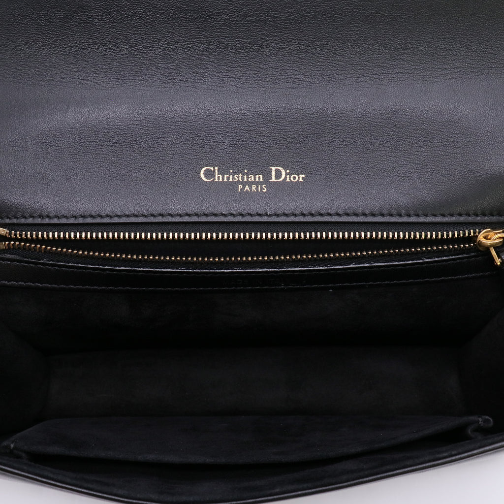 Christian Dior Lambskin Studded Medium Diorama Flap Bag Black twins LDZ357
