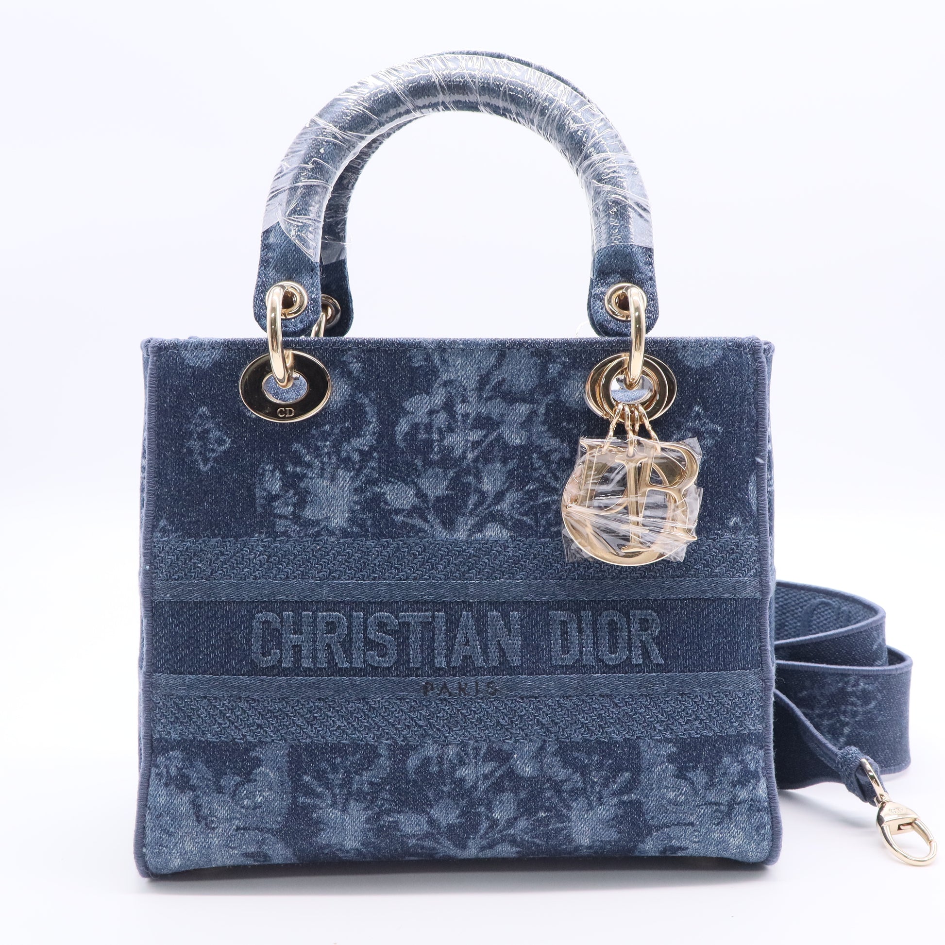 Lady D-Lite Bag Printed Denim Medium Twins LDJ2750