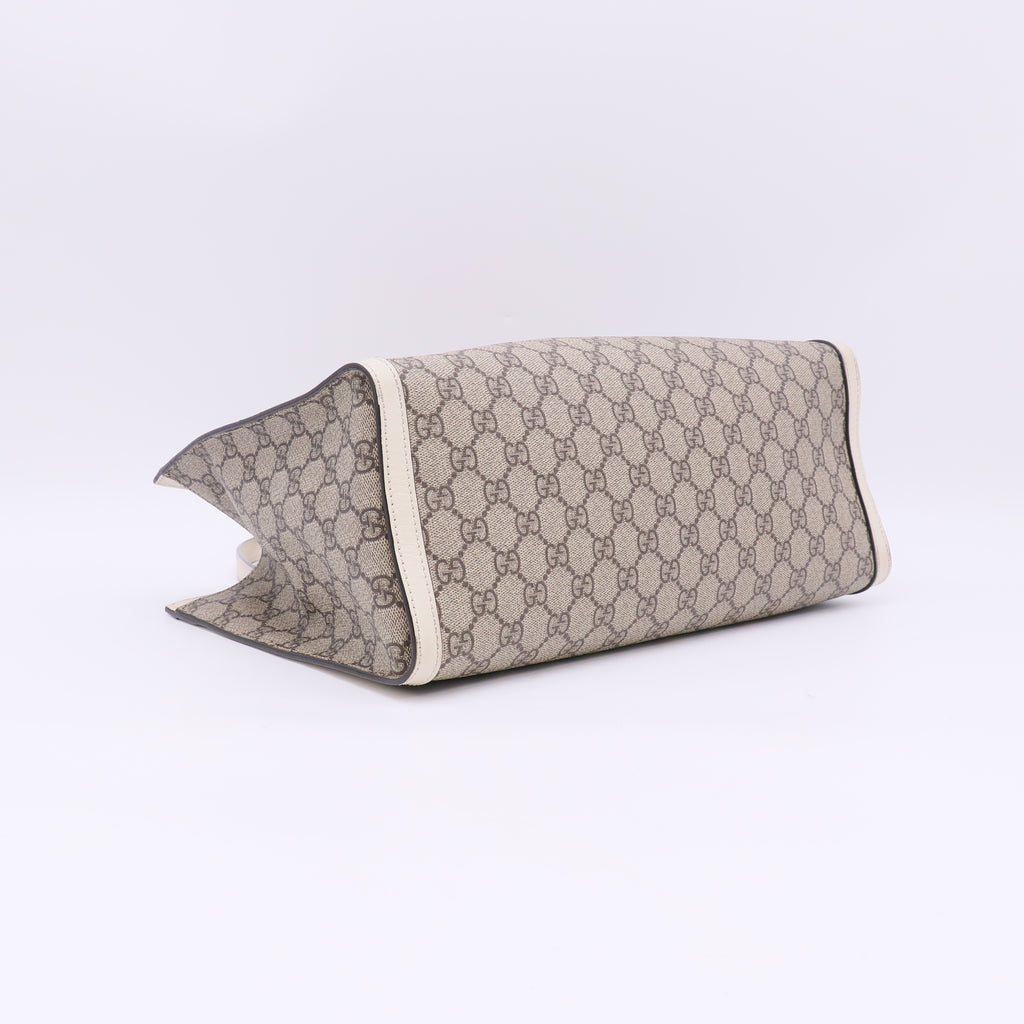 Gucci Beige/White GG Supreme Coated Canvas and Leather Padlock Tote Bag twins LDZ875