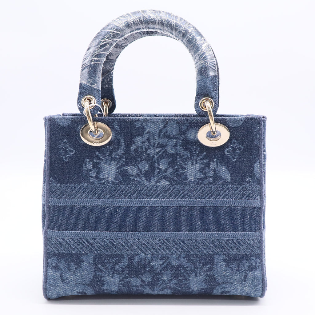 Lady D-Lite Bag Printed Denim Medium Twins LDJ2750