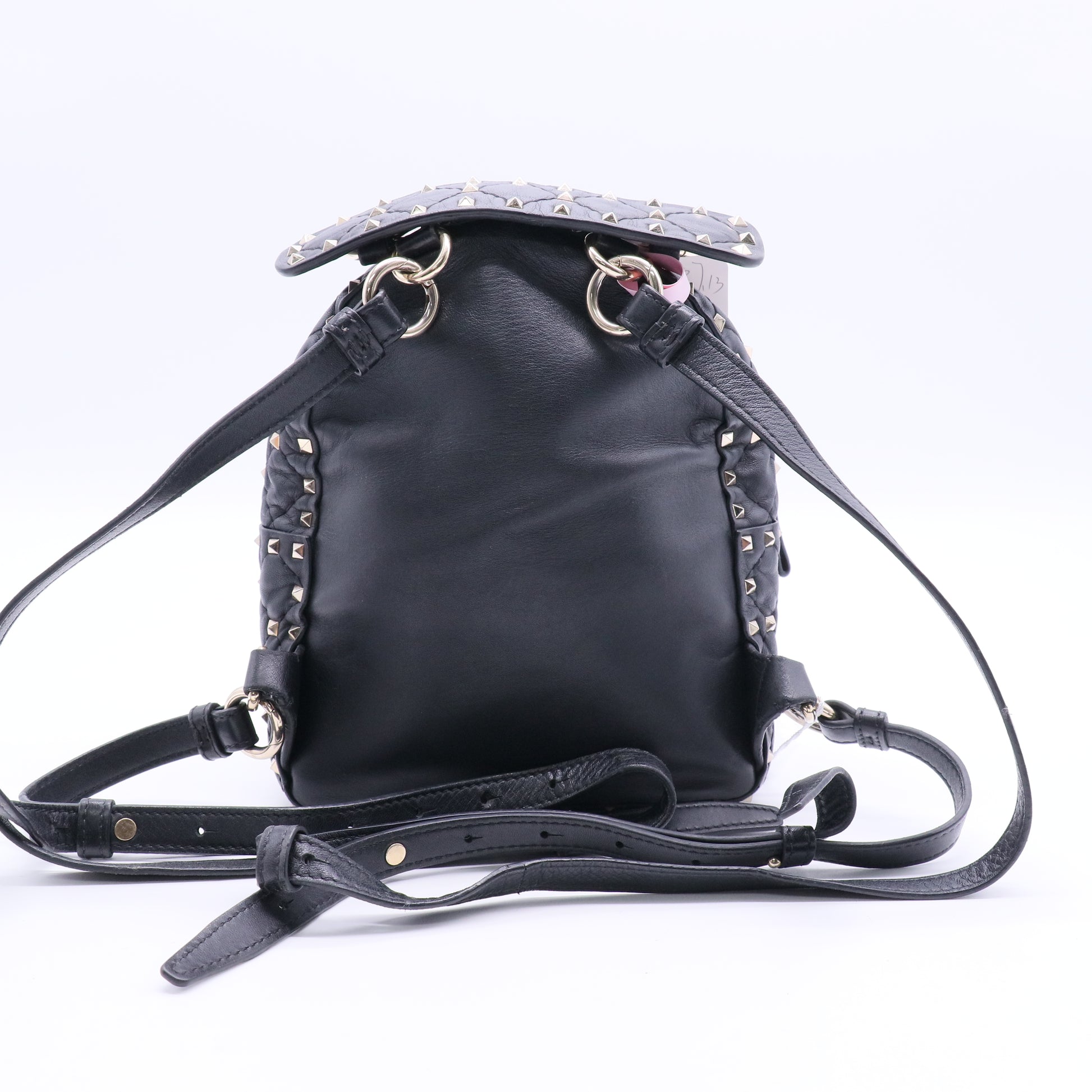 Lambskin VLTN Print Quilted Mini Rockstud Spike Backpack Black Twins LDJ2836