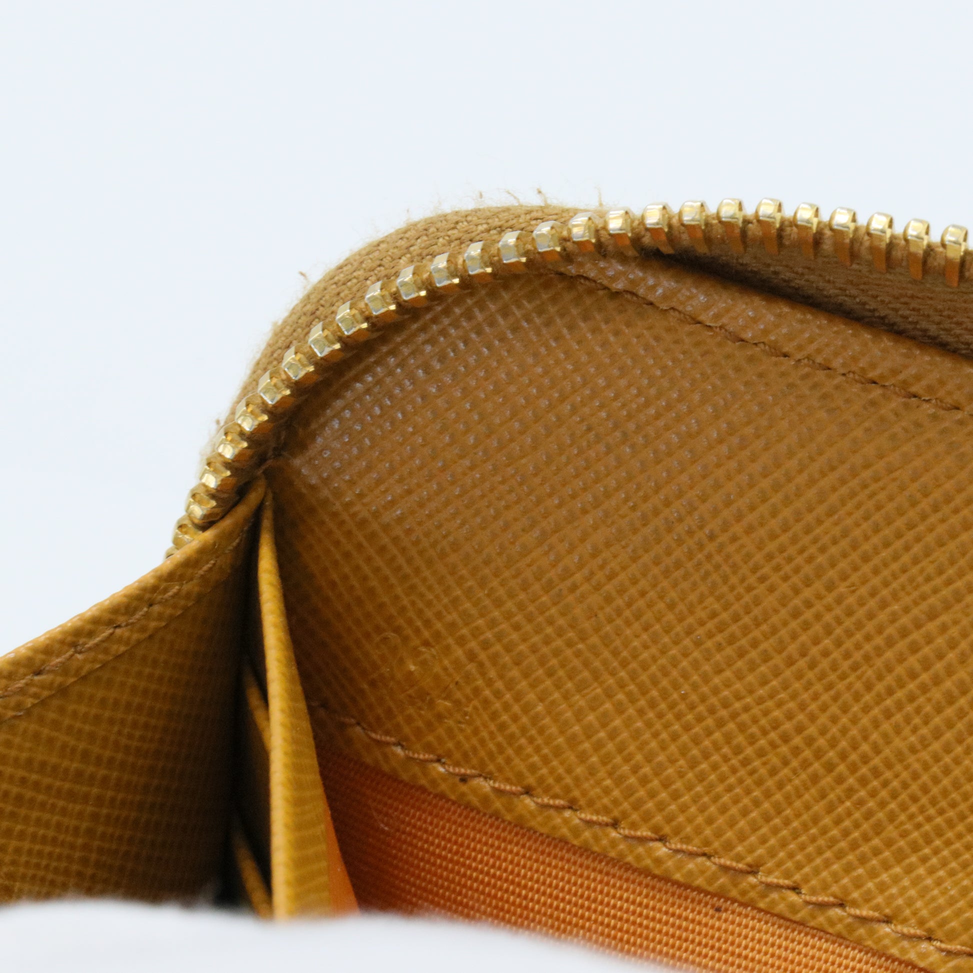 Mustard Yellow Saffiano Lux Leather Zip Around Wallet