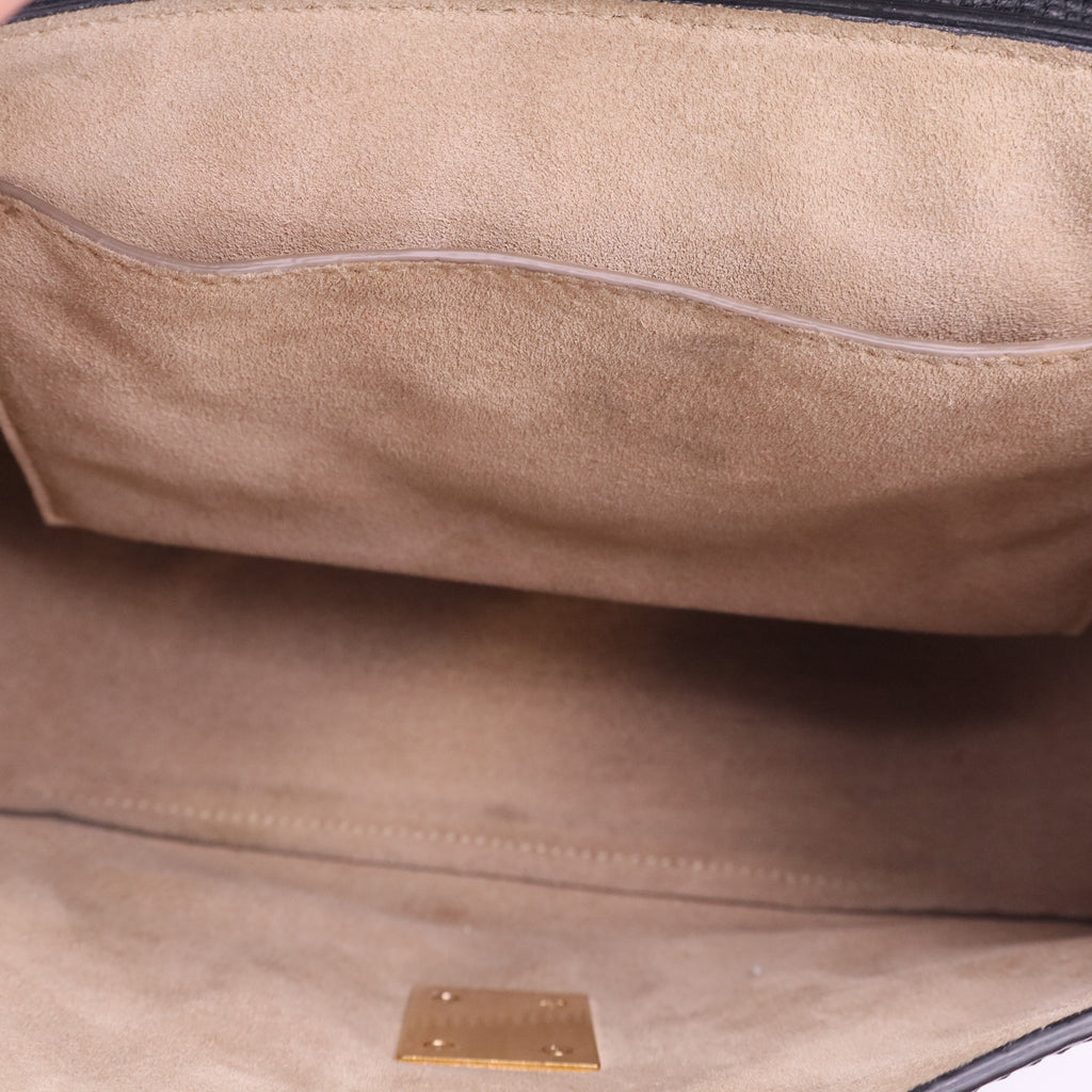 Black/Beige Leather Medium Drew Shoulder Bag