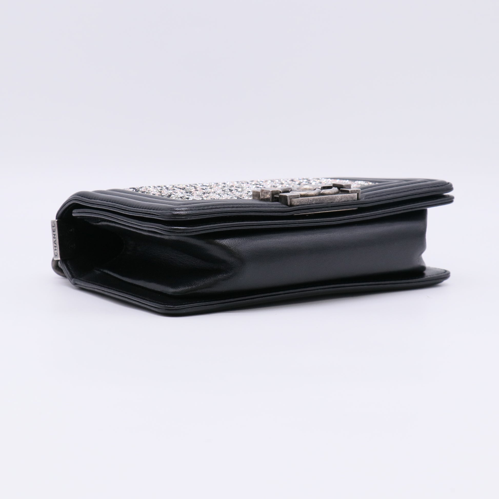 Chanel Calfskin Strass Crystal Small Boy Flap Black twins LDJ4961