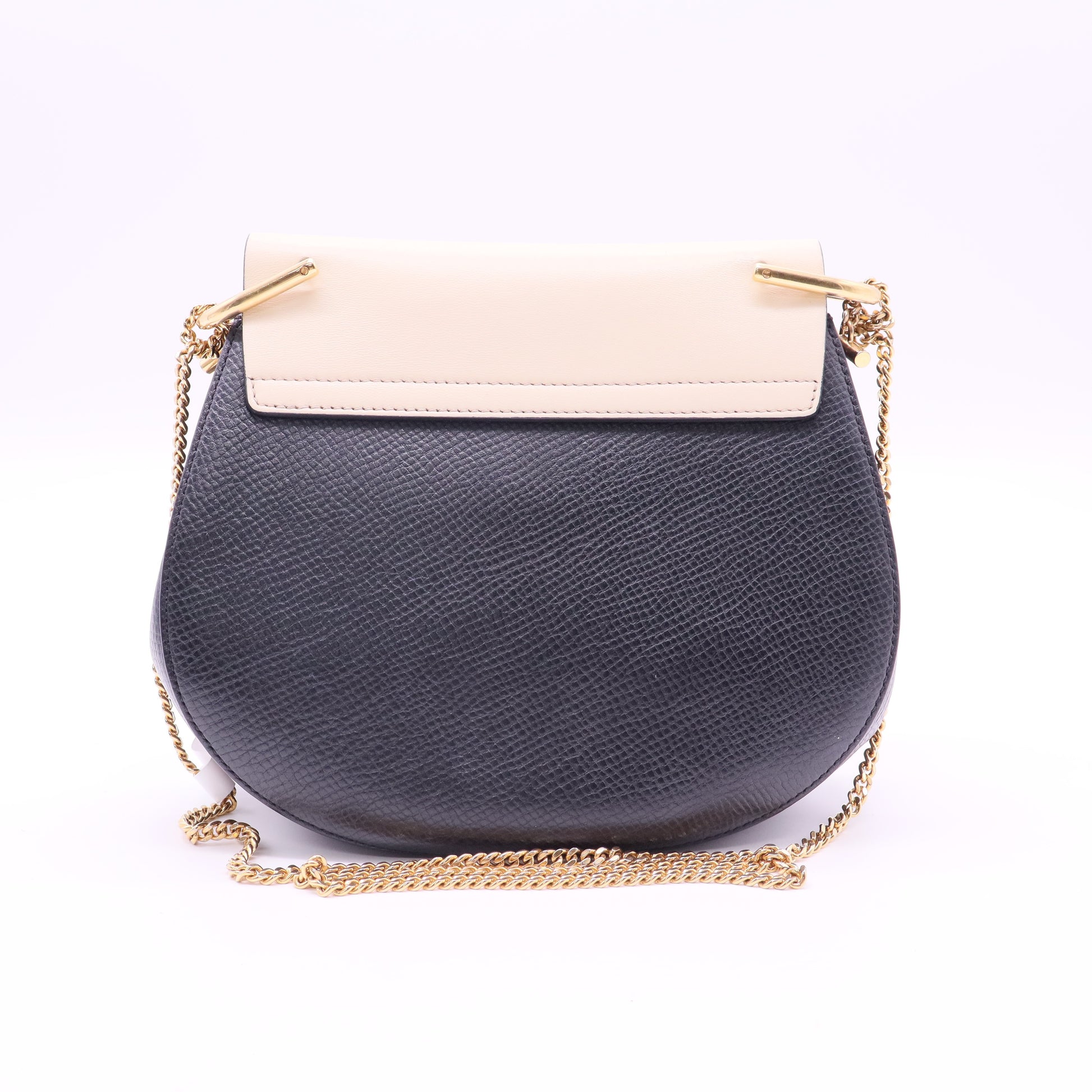 Black/Beige Leather Medium Drew Shoulder Bag