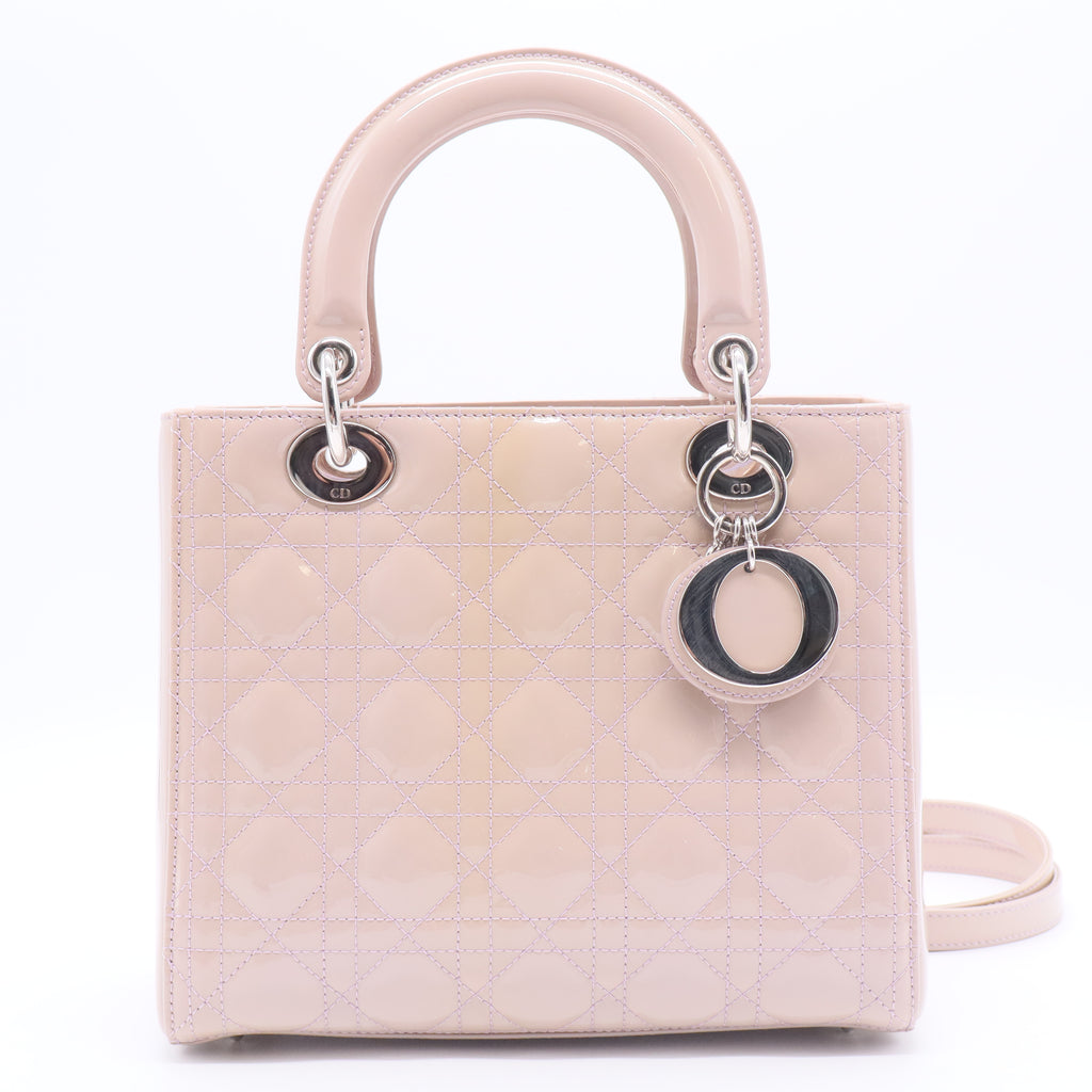 Lady Dior Bag Cannage Quilt Patent Medium