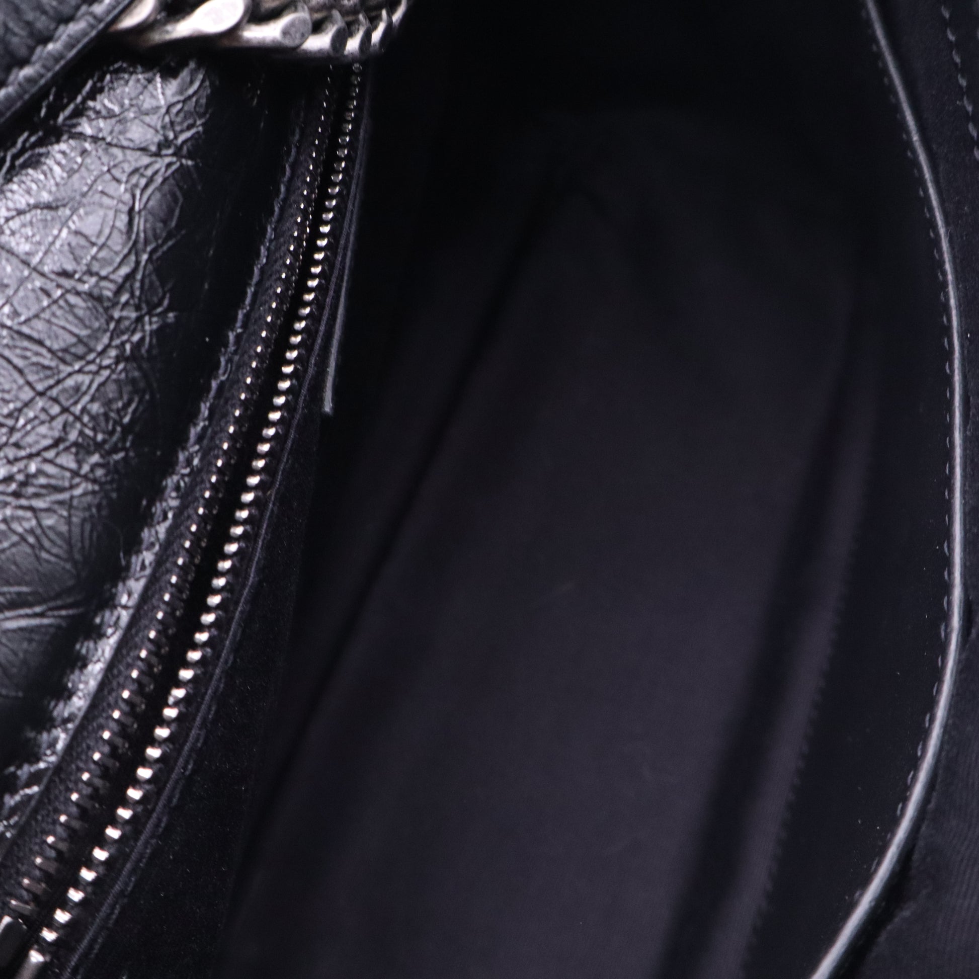 Saint Laurent Crinkled Calfskin Matelasse Monogram Medium Niki Chain Satchel Black twins LDJ3566