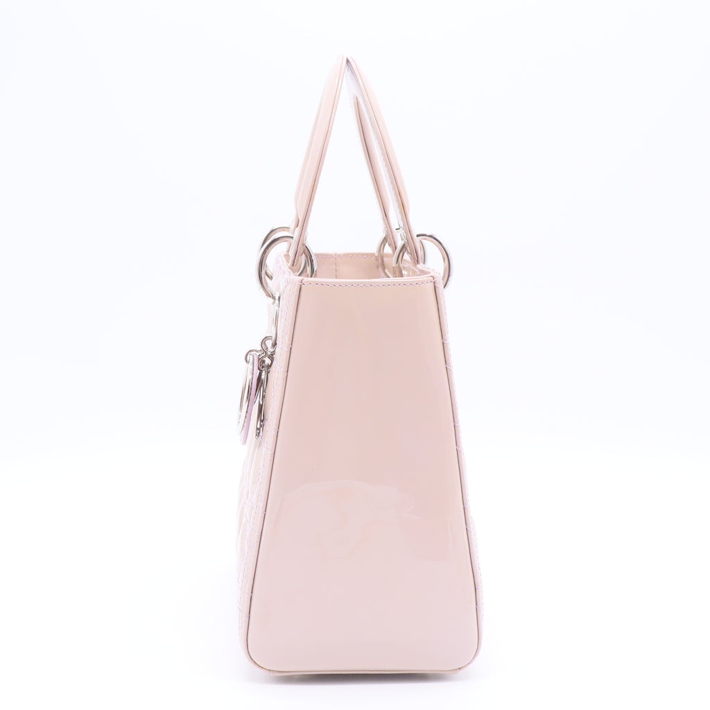 Lady Dior Bag Cannage Quilt Patent Medium