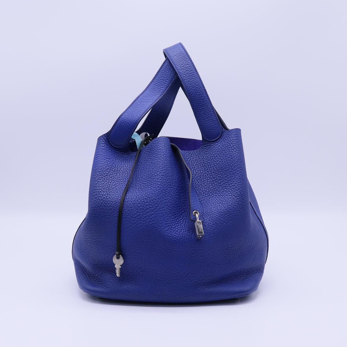Hermes Bleu Brighton Clemence Leather Picotin MM Bag twins B21988