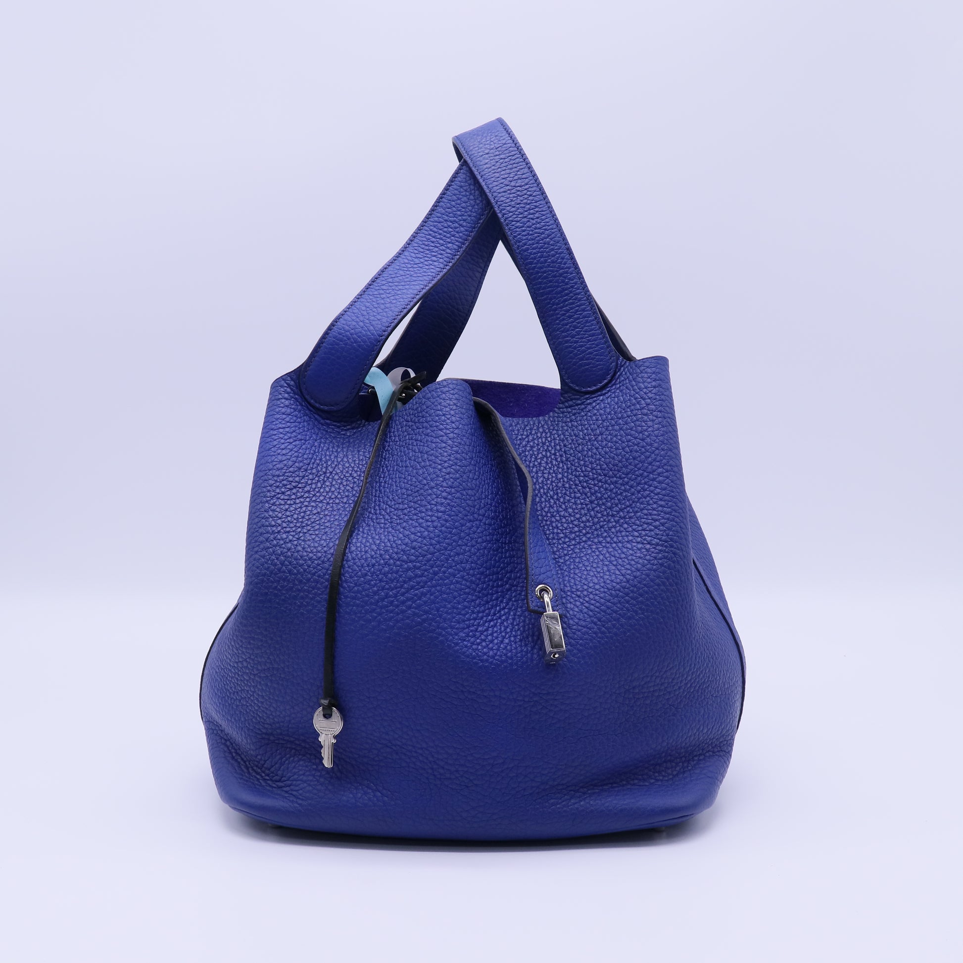 Hermes Bleu Brighton Clemence Leather Picotin MM Bag twins B21988