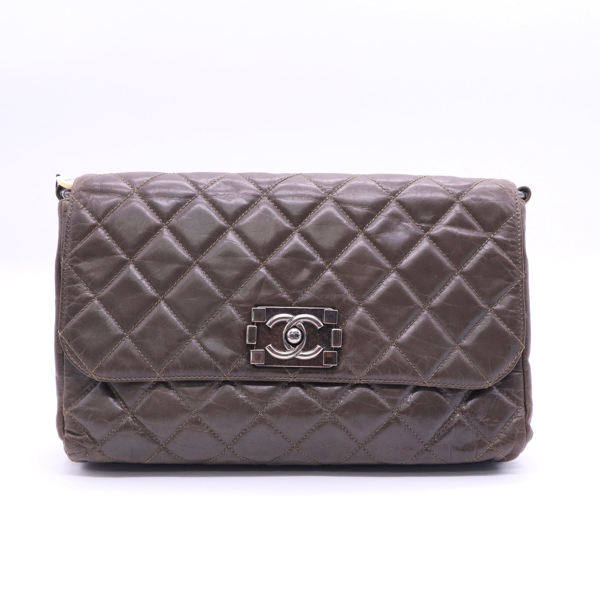 Chanel Brown Metallic Quilted Goatskin City Rock Flap Shoulder Bag twins LDJ3567
