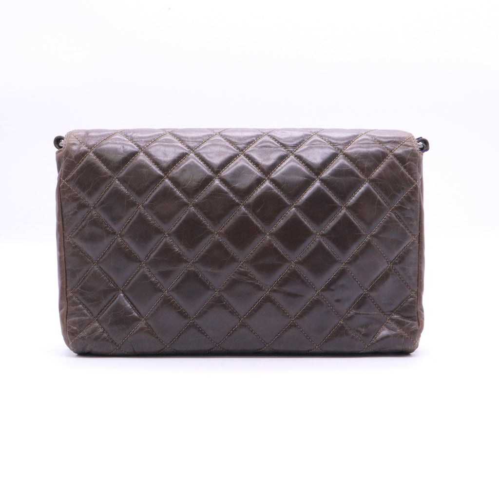 Chanel Brown Metallic Quilted Goatskin City Rock Flap Shoulder Bag twins LDJ3567