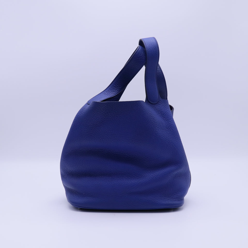 Hermes Bleu Brighton Clemence Leather Picotin MM Bag twins B21988