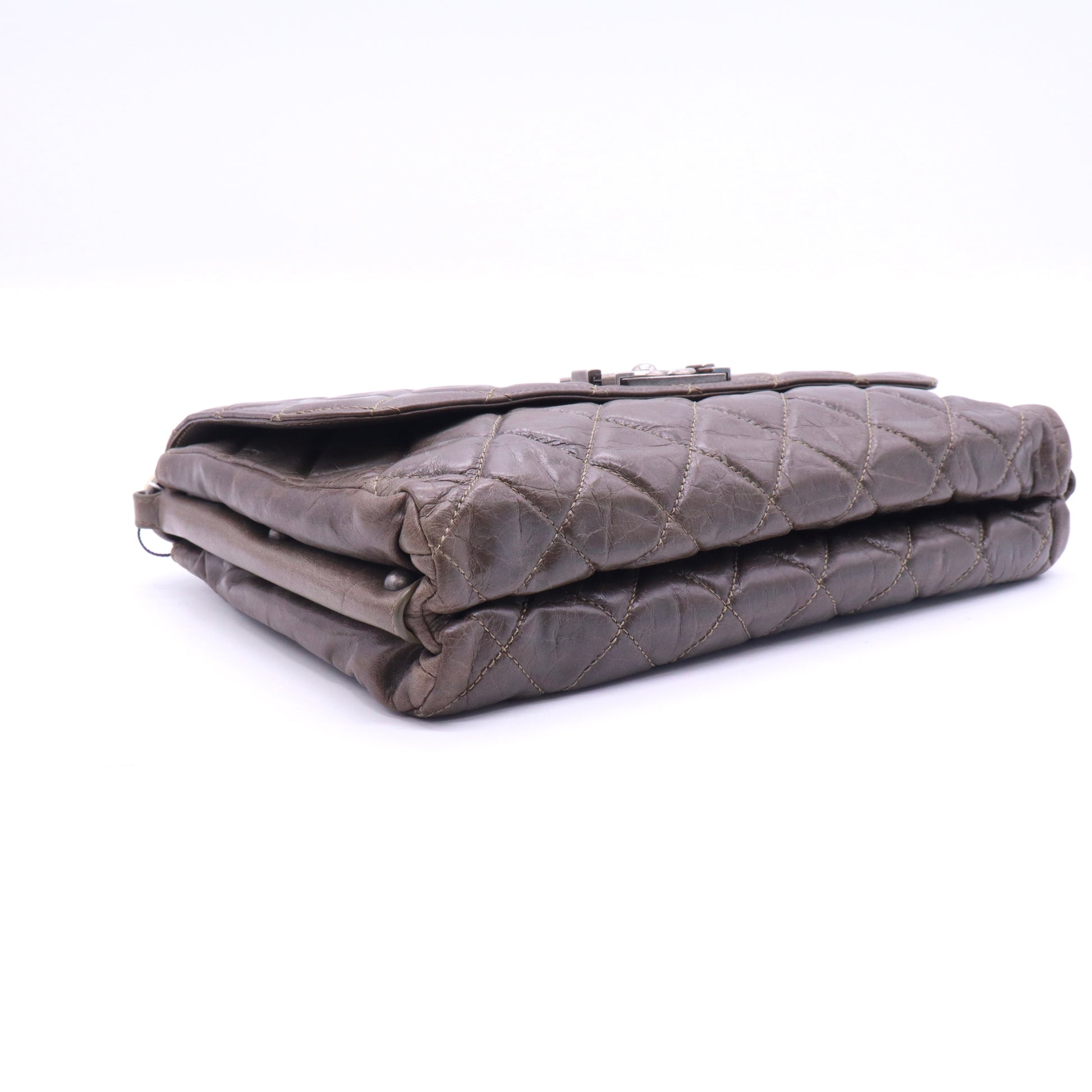 Chanel Brown Metallic Quilted Goatskin City Rock Flap Shoulder Bag twins LDJ3567