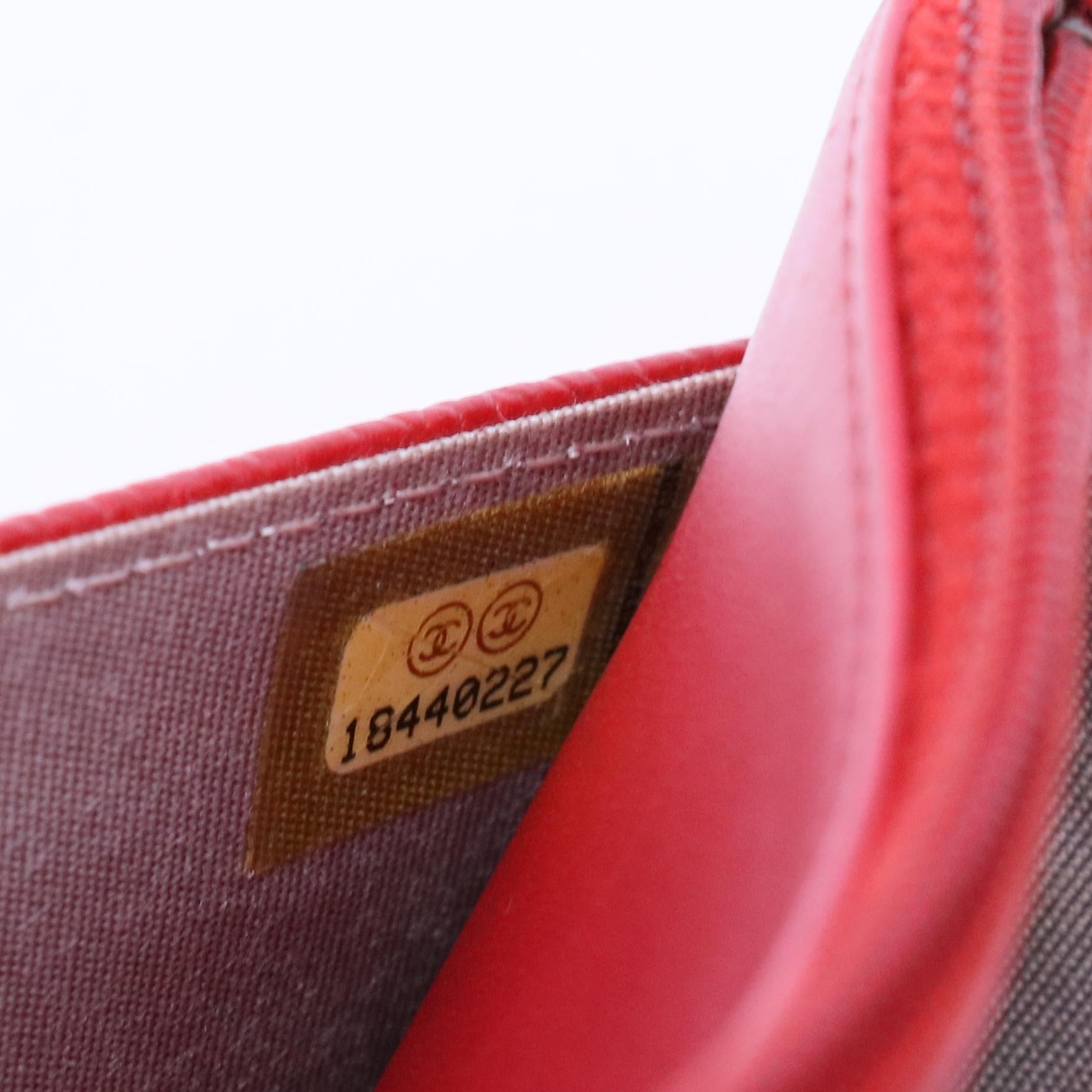 Red Caviar Leather CC Timeless Wallet On Chain B20245