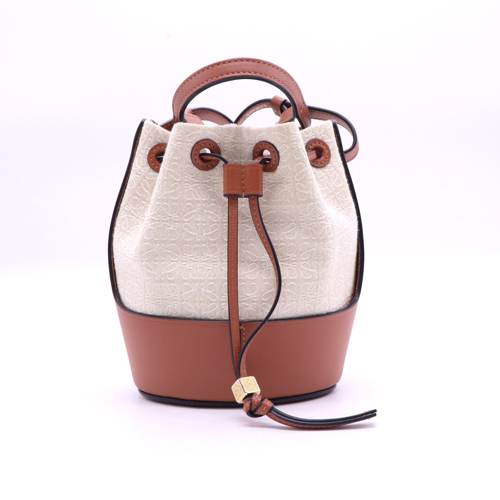 Loewe 2021 Balloon Bucket Bag Anagram Canvas and Leather Small twins LDJ3579