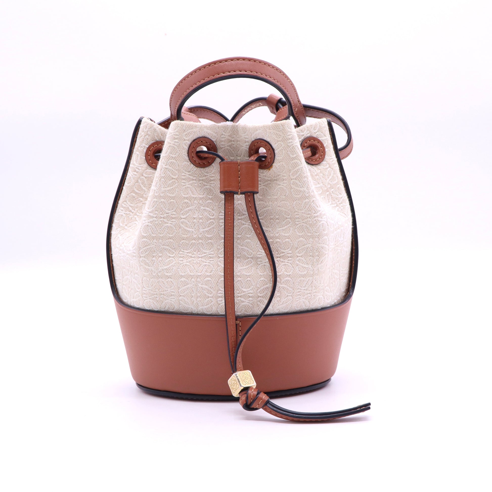 Loewe 2021 Balloon Bucket Bag Anagram Canvas and Leather Small twins LDJ3579
