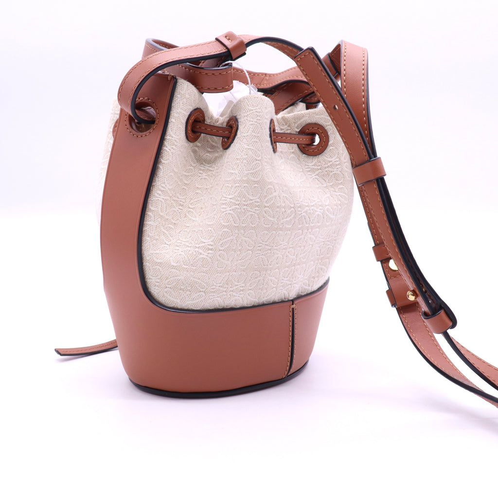Loewe 2021 Balloon Bucket Bag Anagram Canvas and Leather Small twins LDJ3579