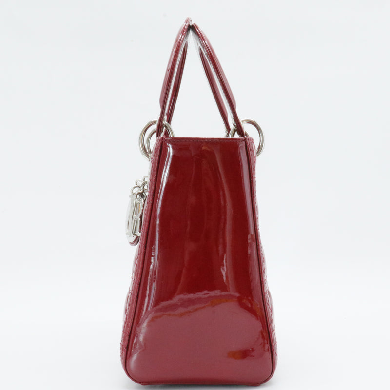 Patent Cannage Medium Lady Dior Red