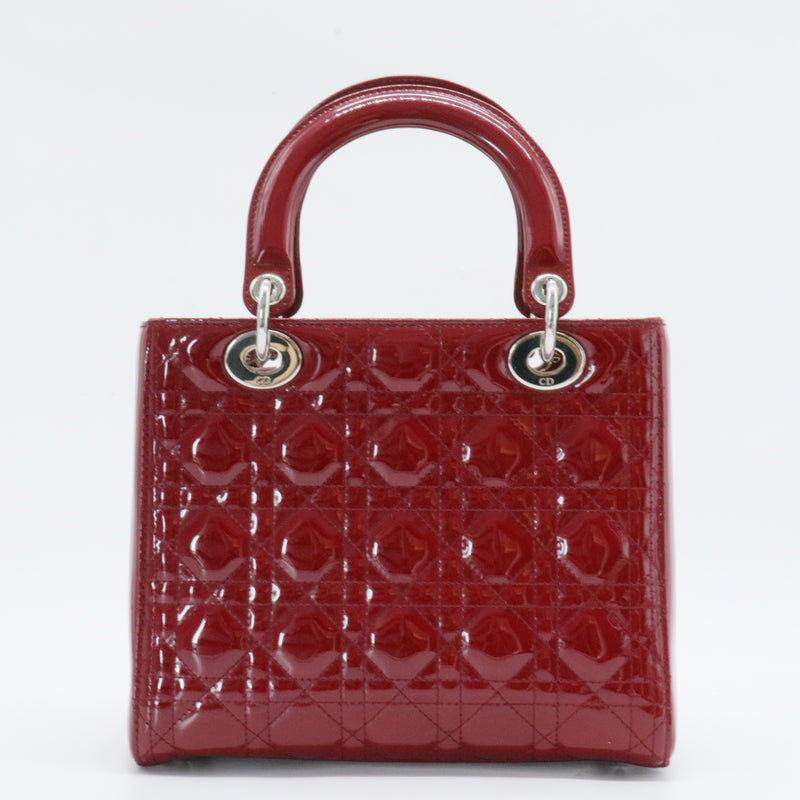 Patent Cannage Medium Lady Dior Red