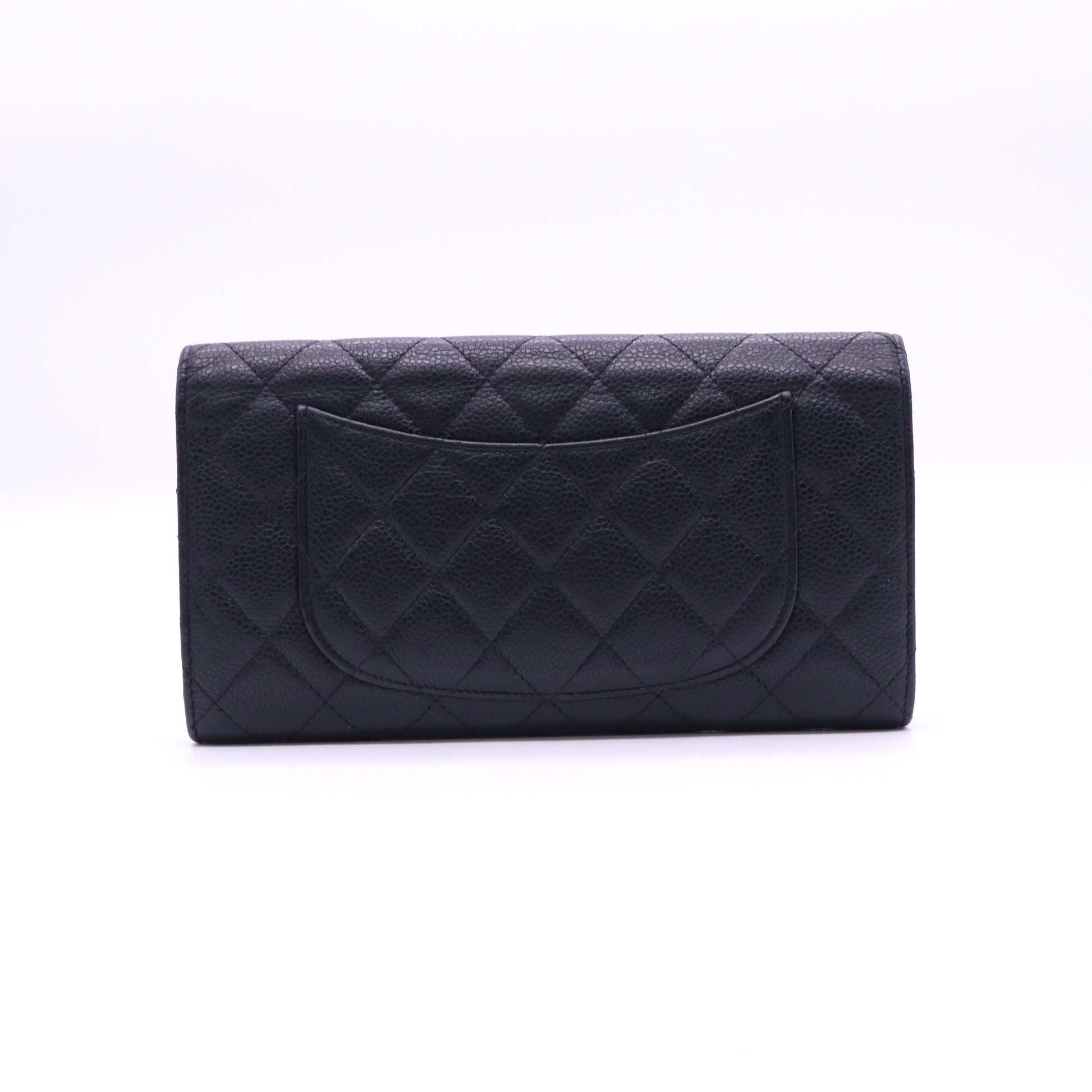 "Chanel Iridescent Caviar Quilted Large Flap Wallet Black twins LDJ3582