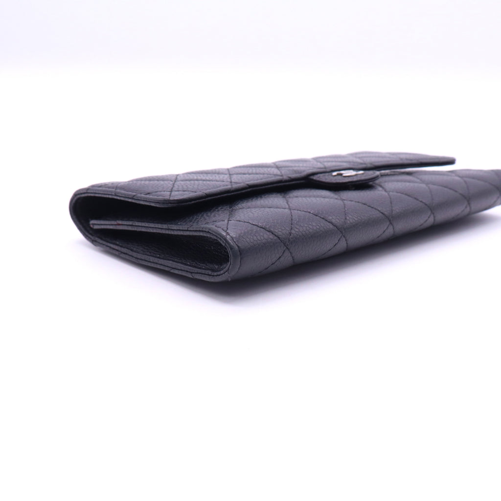 "Chanel Iridescent Caviar Quilted Large Flap Wallet Black twins LDJ3582