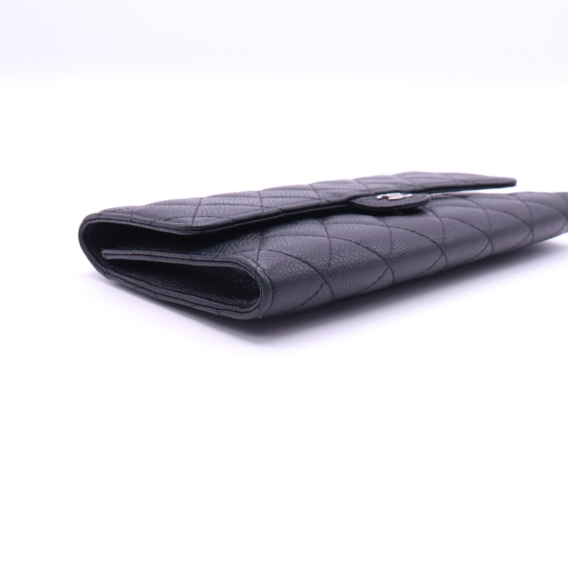 "Chanel Iridescent Caviar Quilted Large Flap Wallet Black twins LDJ3582