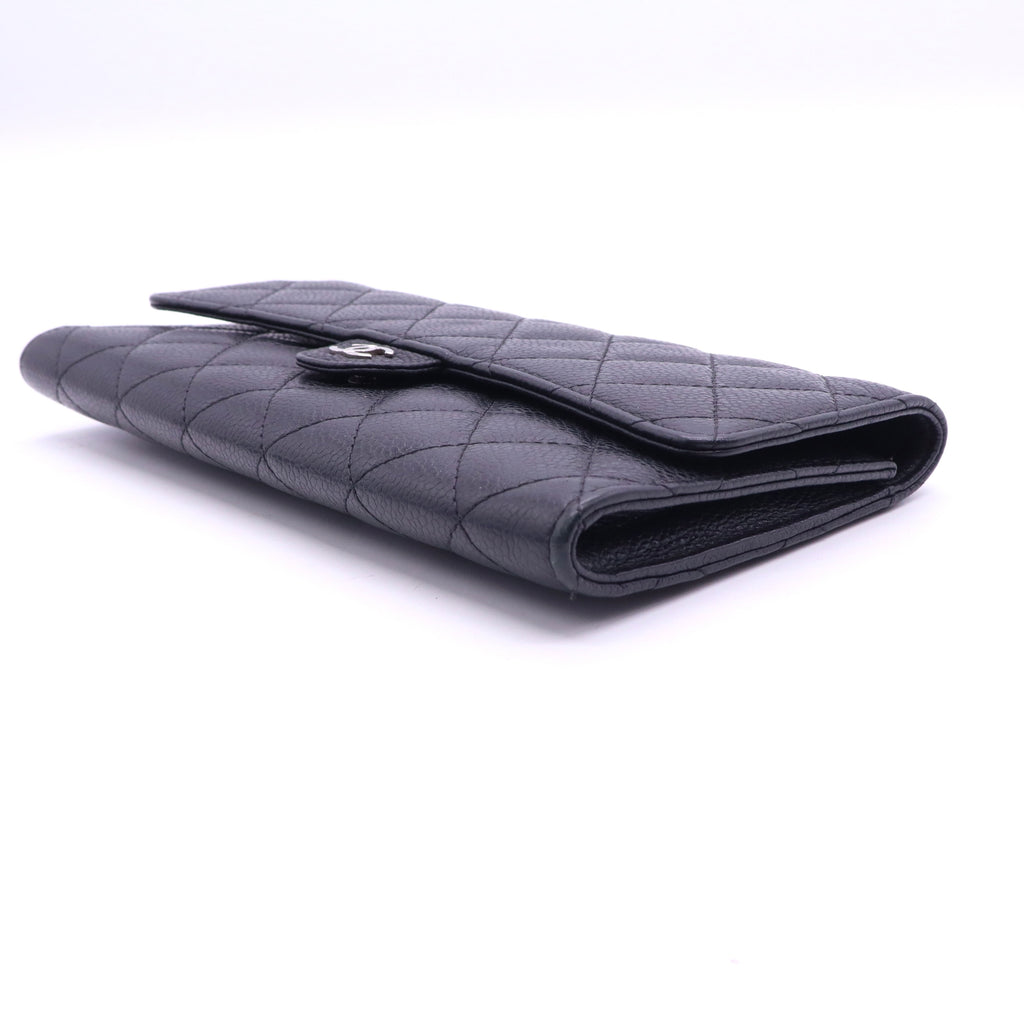 "Chanel Iridescent Caviar Quilted Large Flap Wallet Black twins LDJ3582