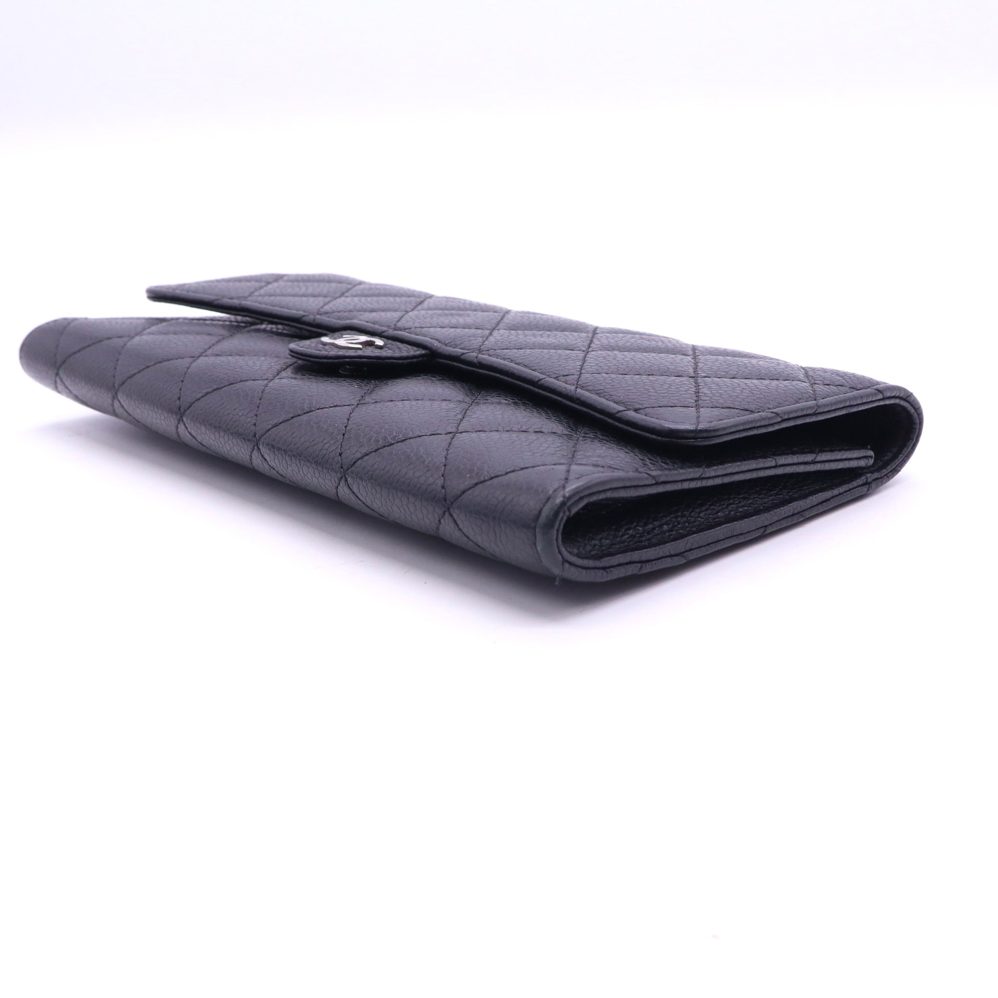 "Chanel Iridescent Caviar Quilted Large Flap Wallet Black twins LDJ3582