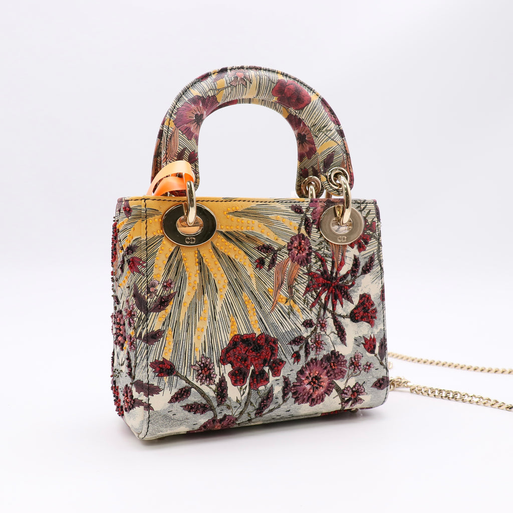 Embroidered Phoenix Mini Lady Dior Red Multicolor Twins LDZ363