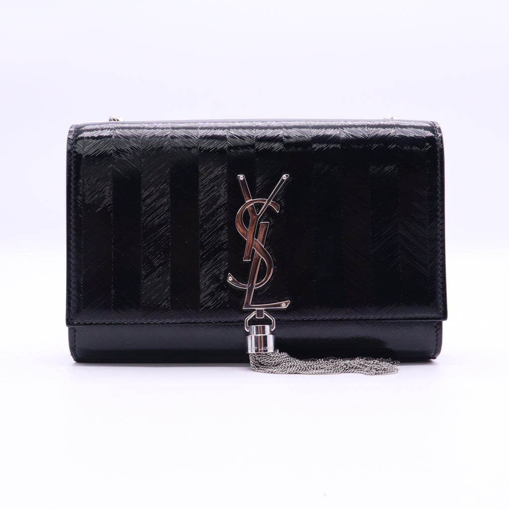 Black Python Embossed Calfskin Leather Kate Tassel Bag TWINS LDJ3585