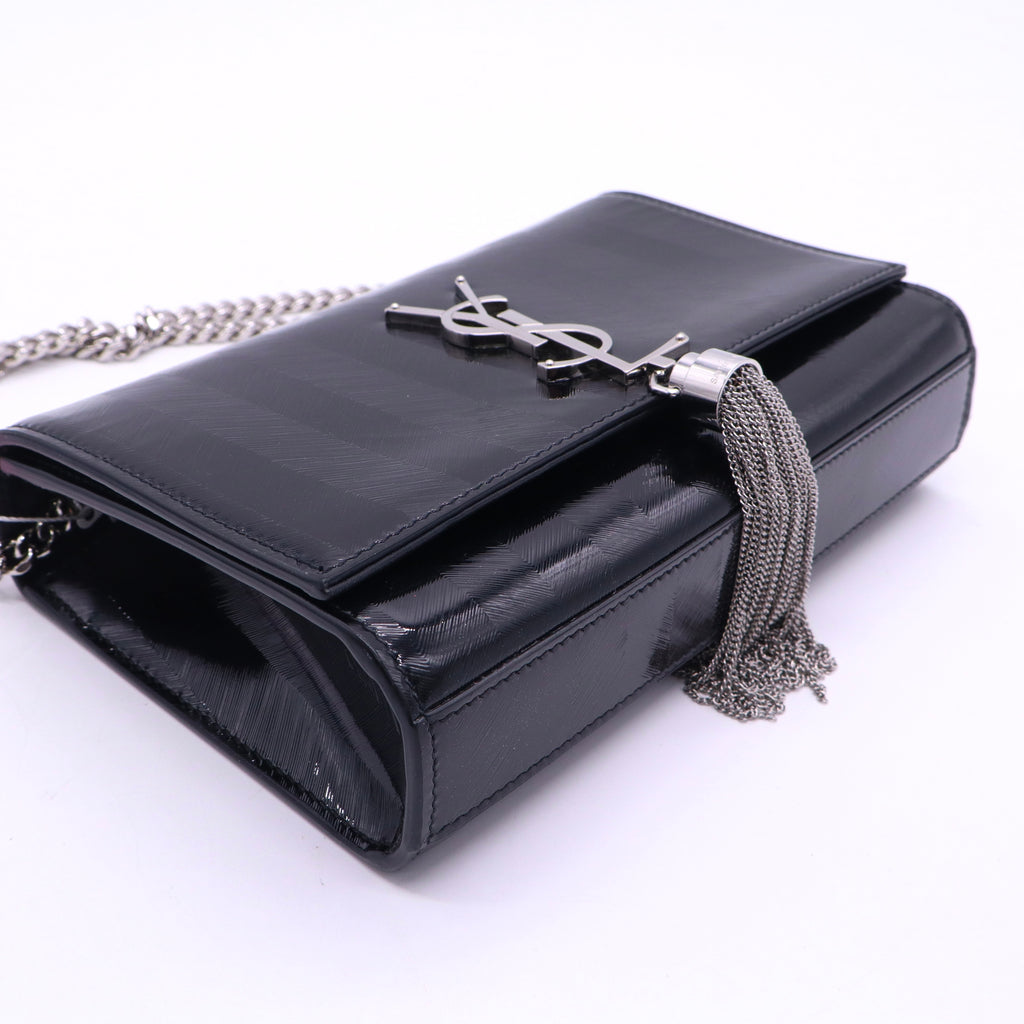 Black Python Embossed Calfskin Leather Kate Tassel Bag TWINS LDJ3585