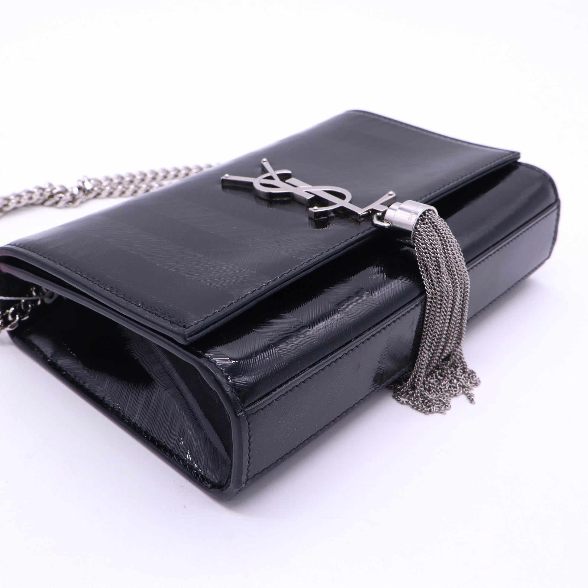 Black Python Embossed Calfskin Leather Kate Tassel Bag TWINS LDJ3585