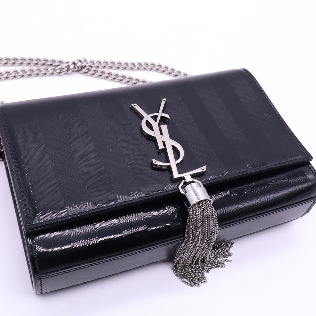Black Python Embossed Calfskin Leather Kate Tassel Bag TWINS LDJ3585