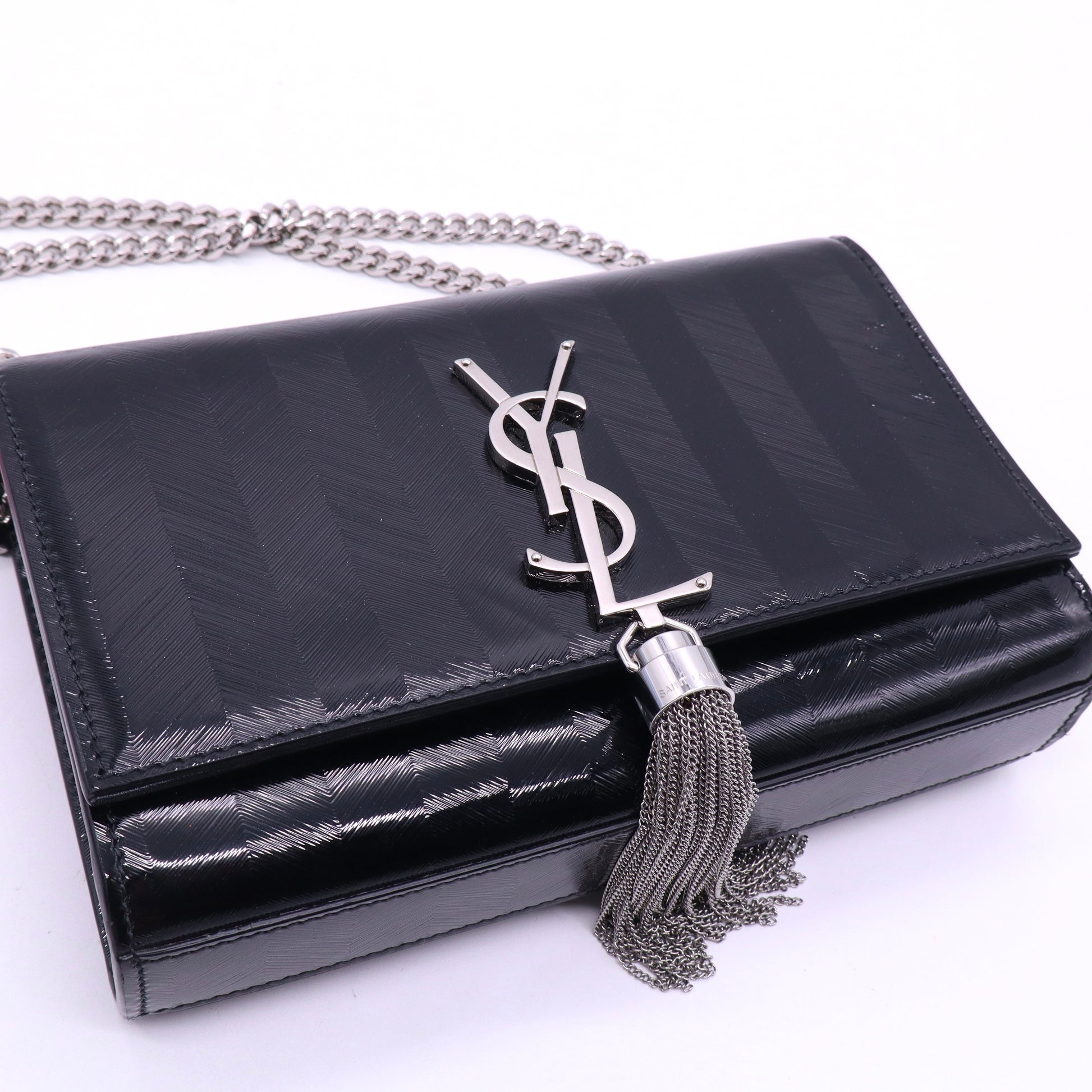 Black Python Embossed Calfskin Leather Kate Tassel Bag TWINS LDJ3585