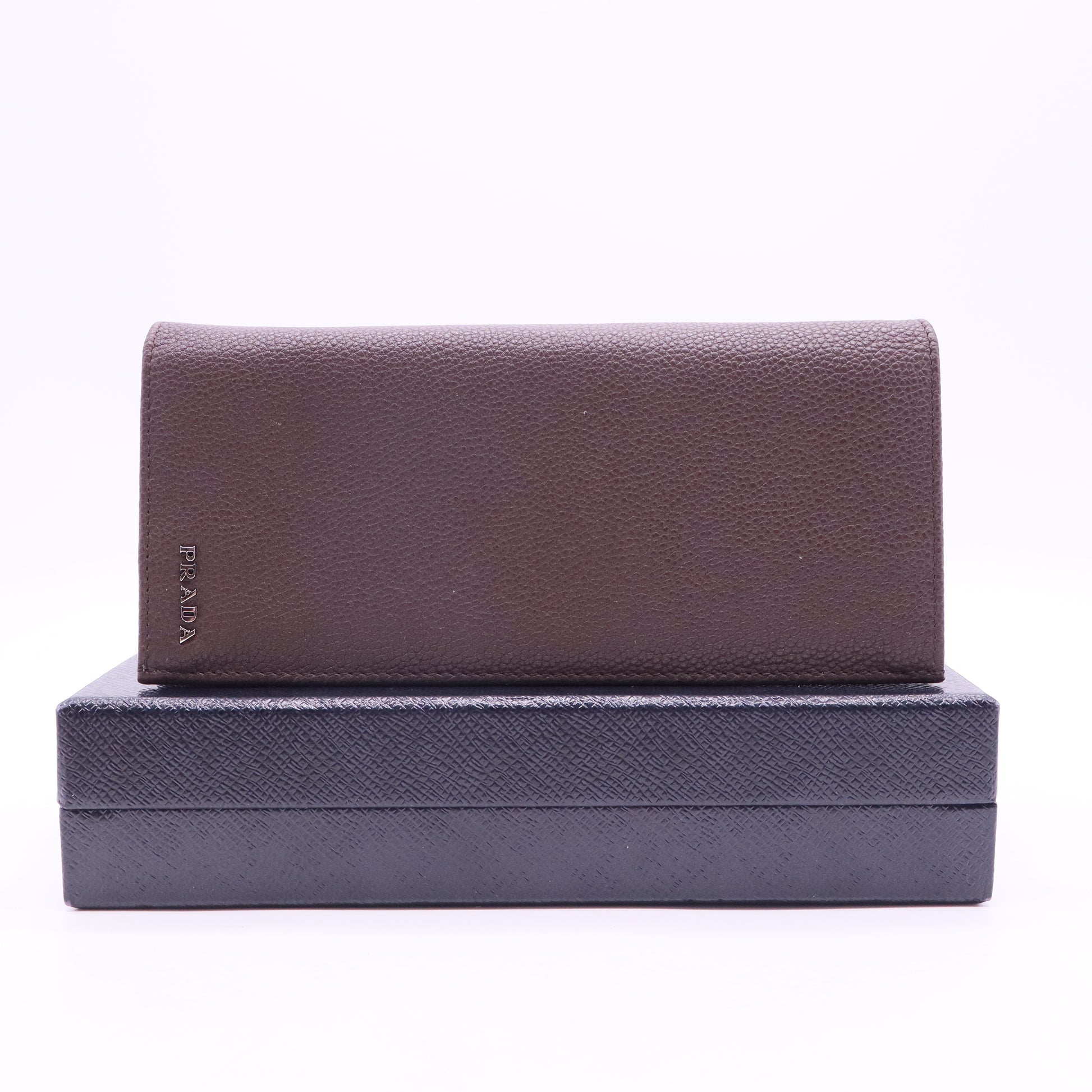 Vertical Bifold Saffiano Leather Wallet Twins